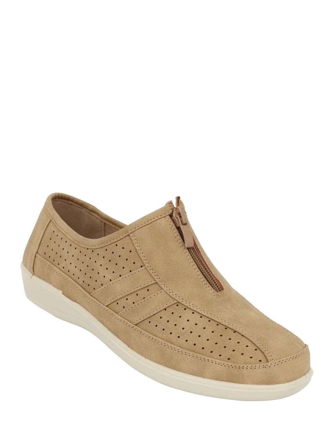 Chums Women's Dr Keller Zip Front "E Fit" Leisure Shoe in Taupe | Size: 8