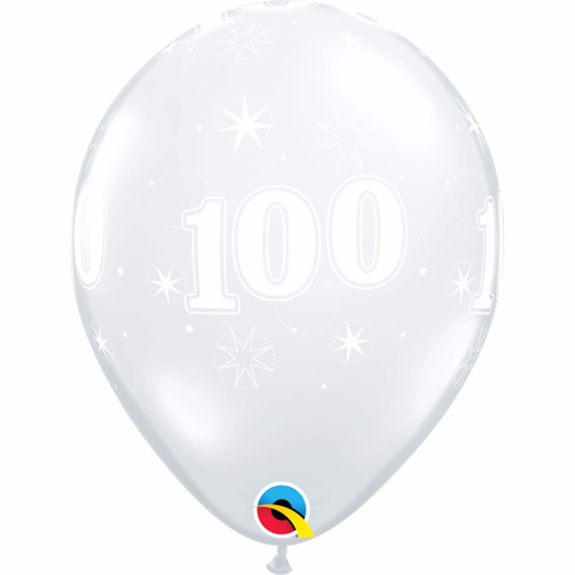 Diamond Clear Sparkle Around 100th Birthday Latex Balloons