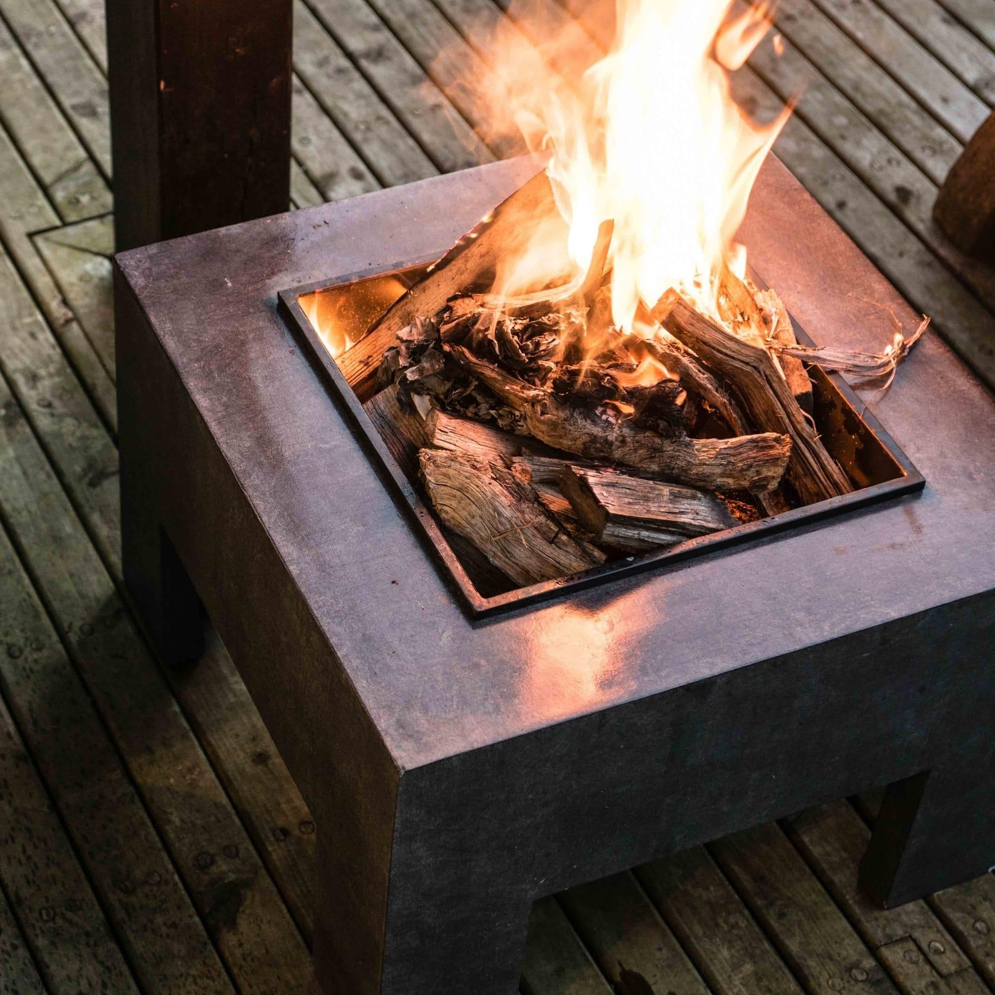 Square Fire Pit & Square Console Granite Finish H40Cm W58Cm