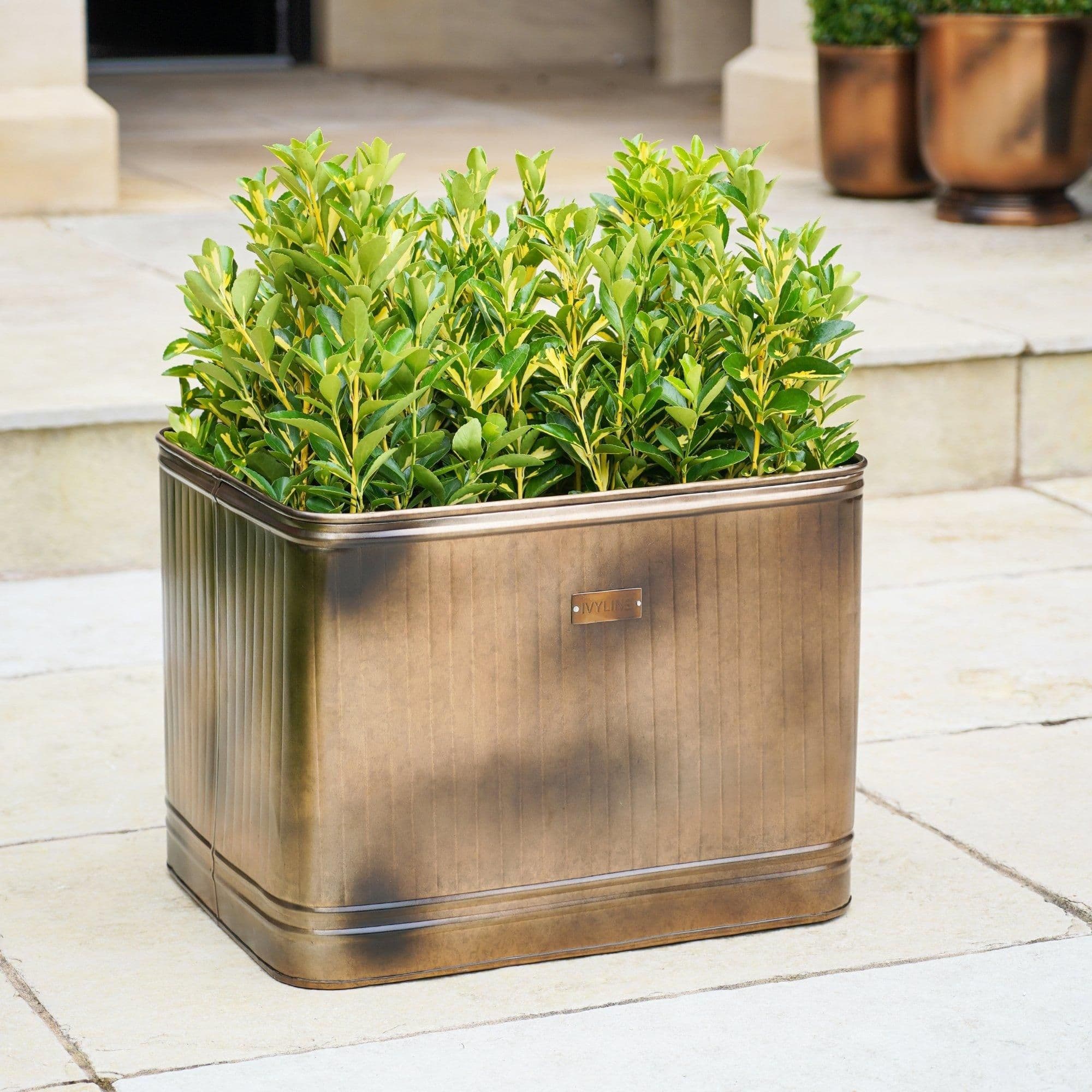 Outdoor Hampton Rectangular Metal Planter H38cm x W50cm