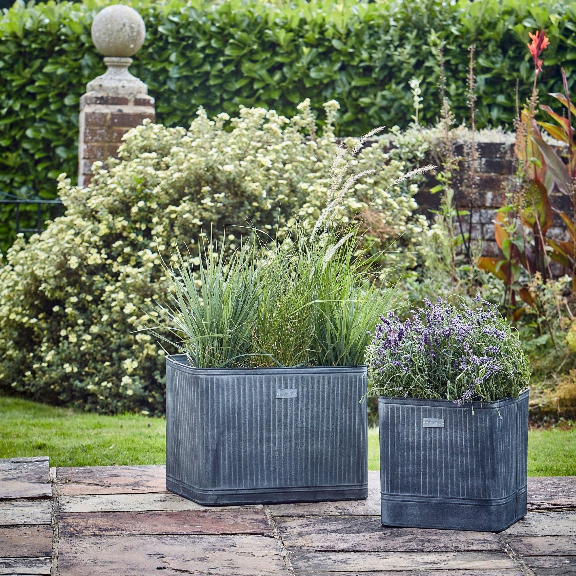 Outdoor Hampton Square Galvanised Metal Planter H35cm x W34cm