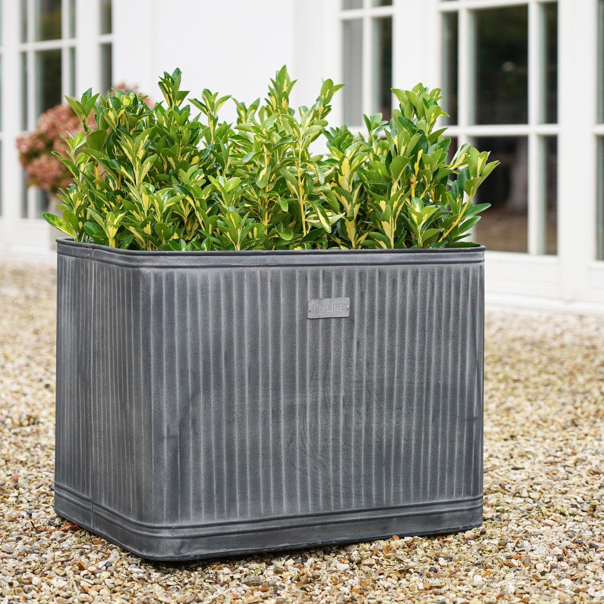 Outdoor Hampton Rectangular Galvanised Metal Planter H38cm x W50cm