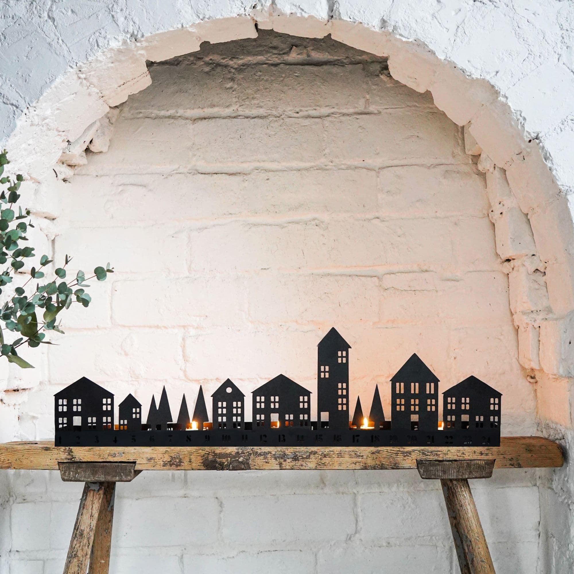 Advent Tealight Centrepiece Metal H20Cm W70Cm D6Cm