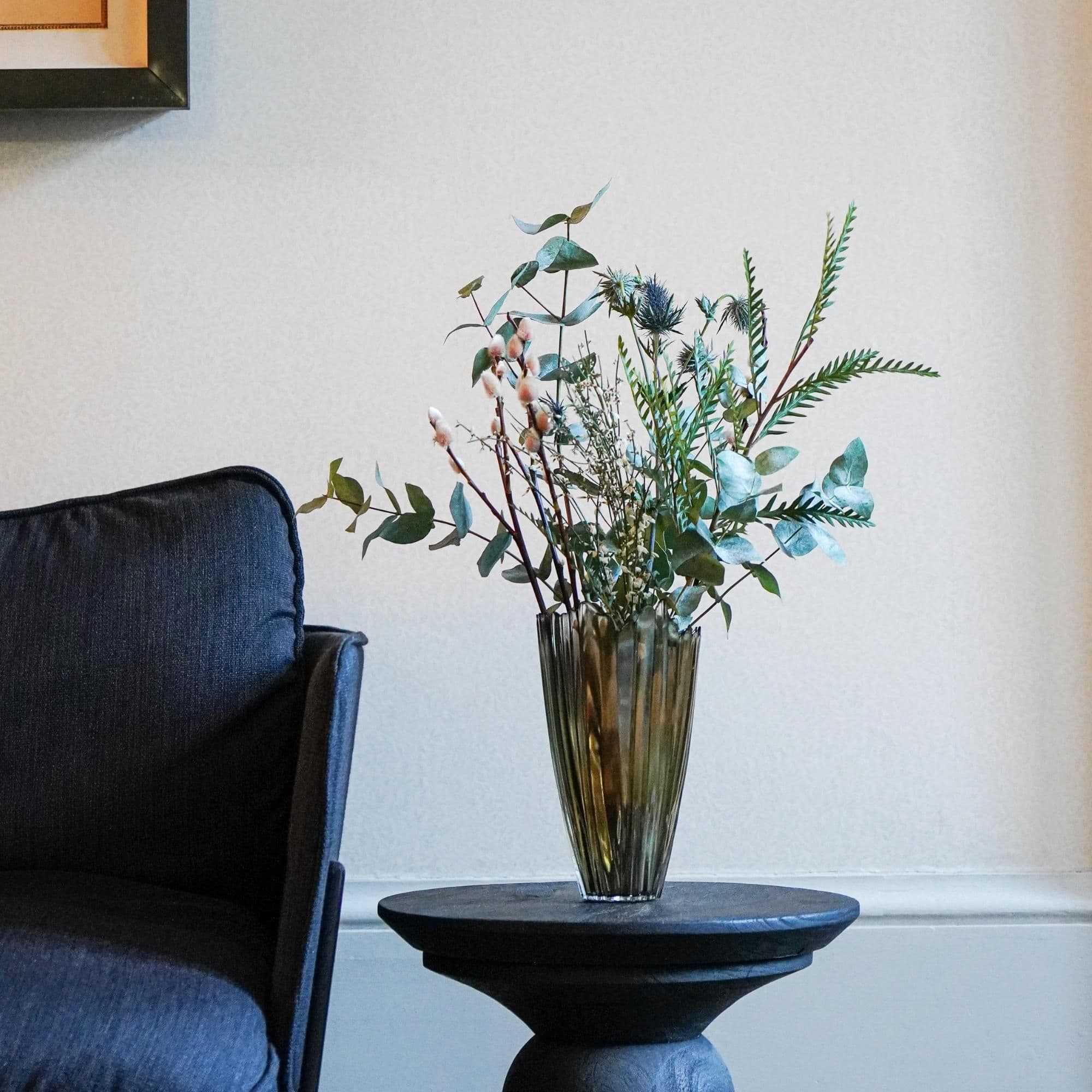 Rippled Glass Vase H25Cm W14.5Cm