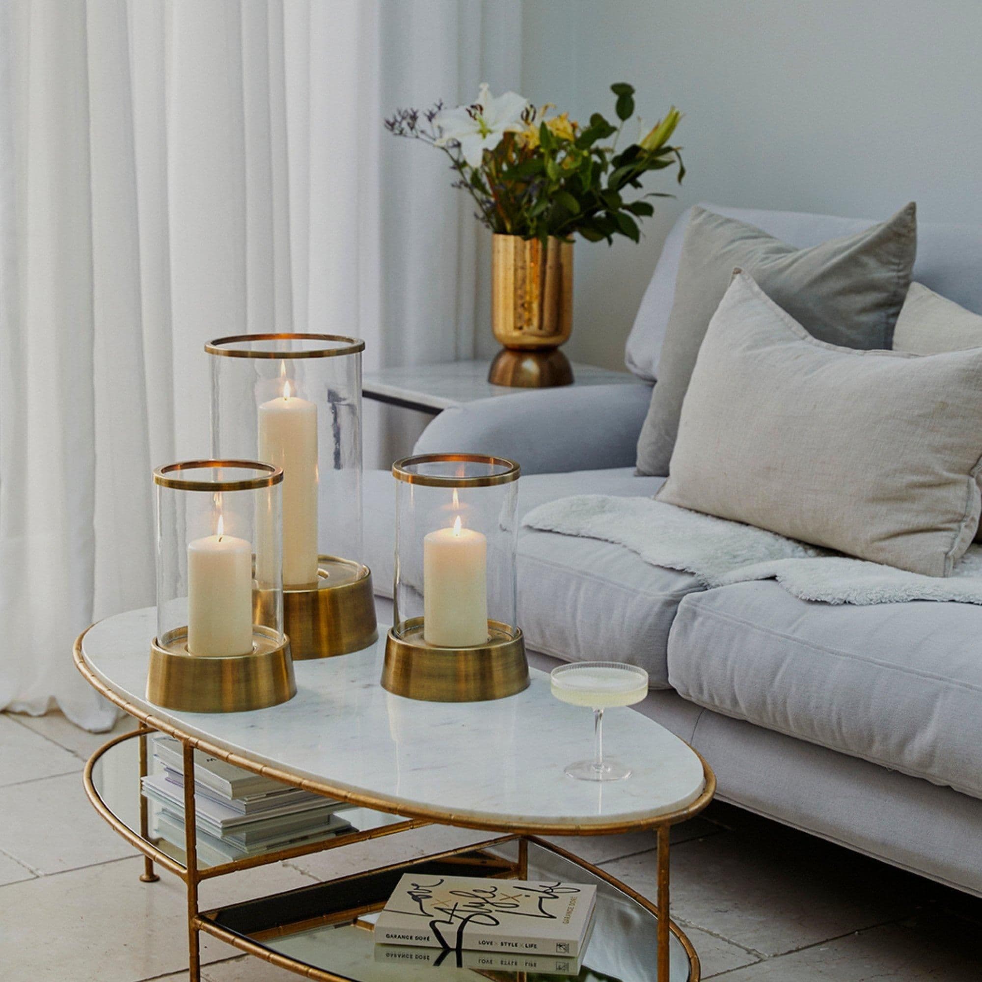 Hampton Hurricane Lantern Antique Brass H28cm W18cm