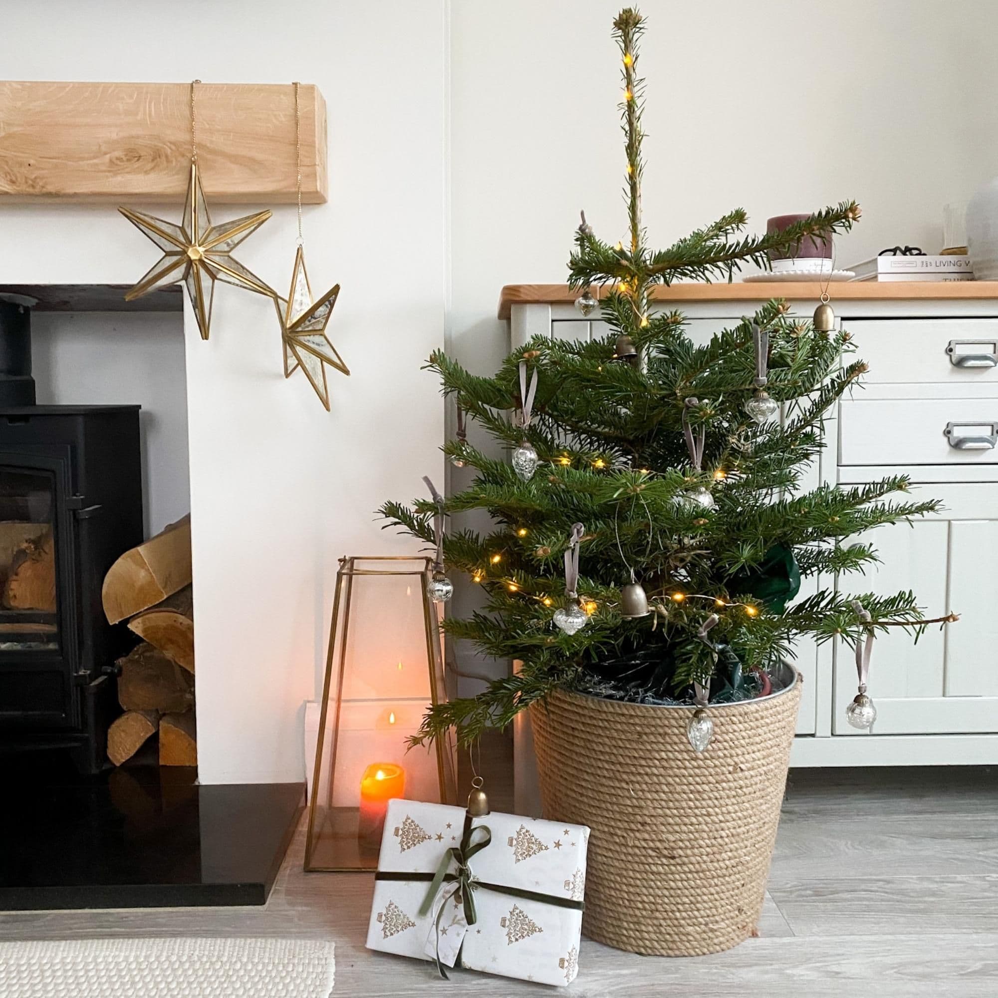 Jute Galvanized Steel Christmas Tree Bucket H32cm W32cm