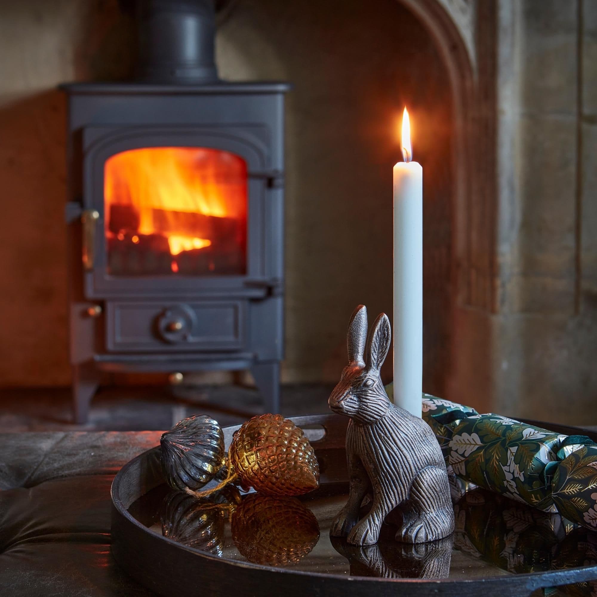 Cast Aluminium Hare Candle Holder Antique Brass H18Cm W10Cm