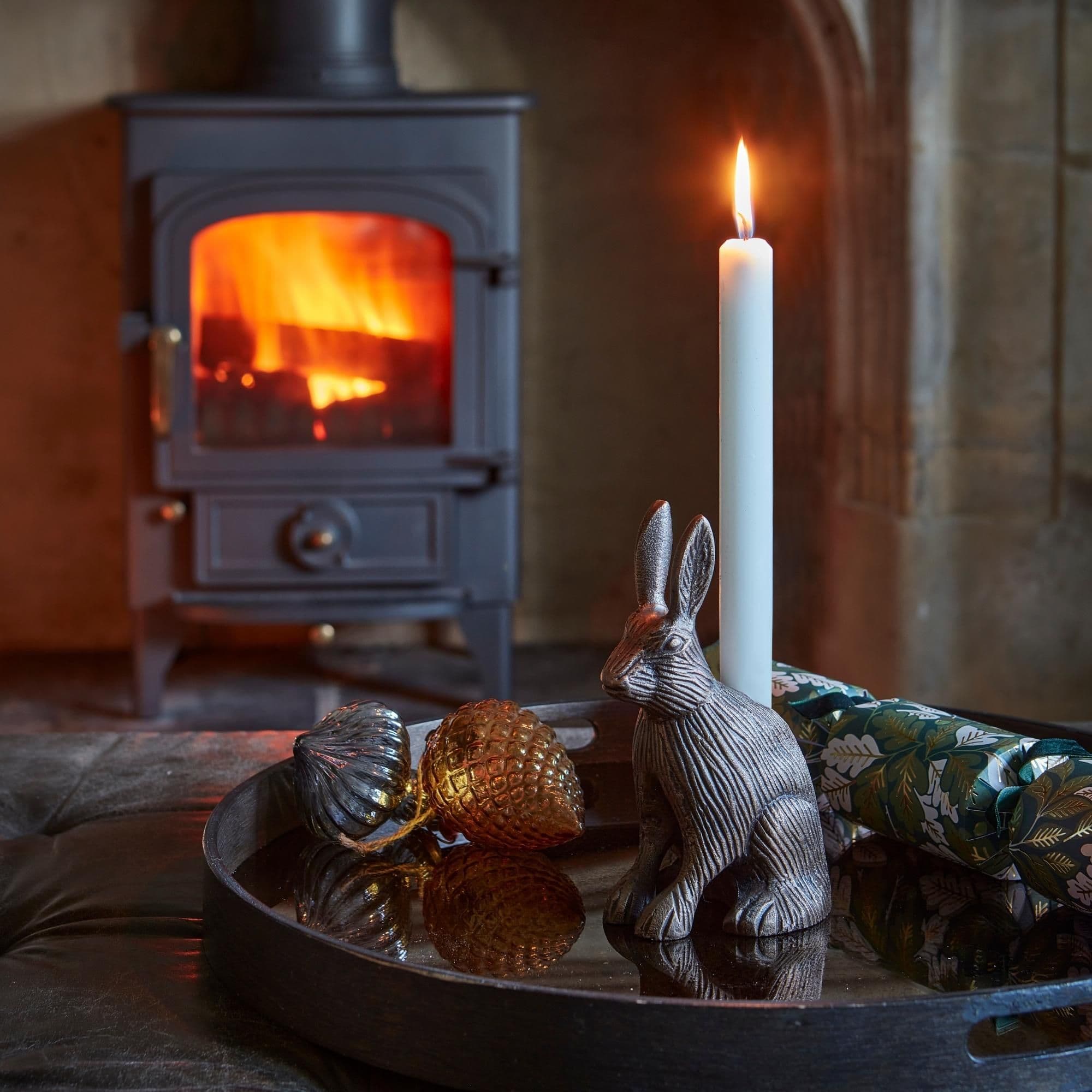 Cast Aluminium Hare Candle Holder Antique H18Cm W10Cm