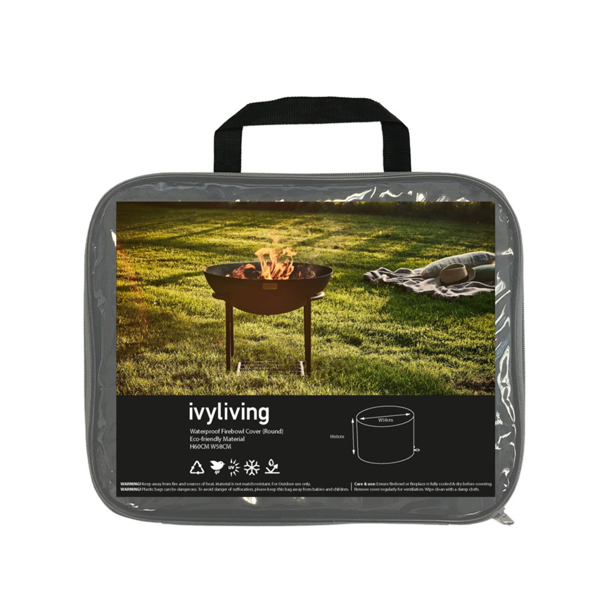 Waterproof Fire Pit Cover Eco friendly Material H60CM W58CM