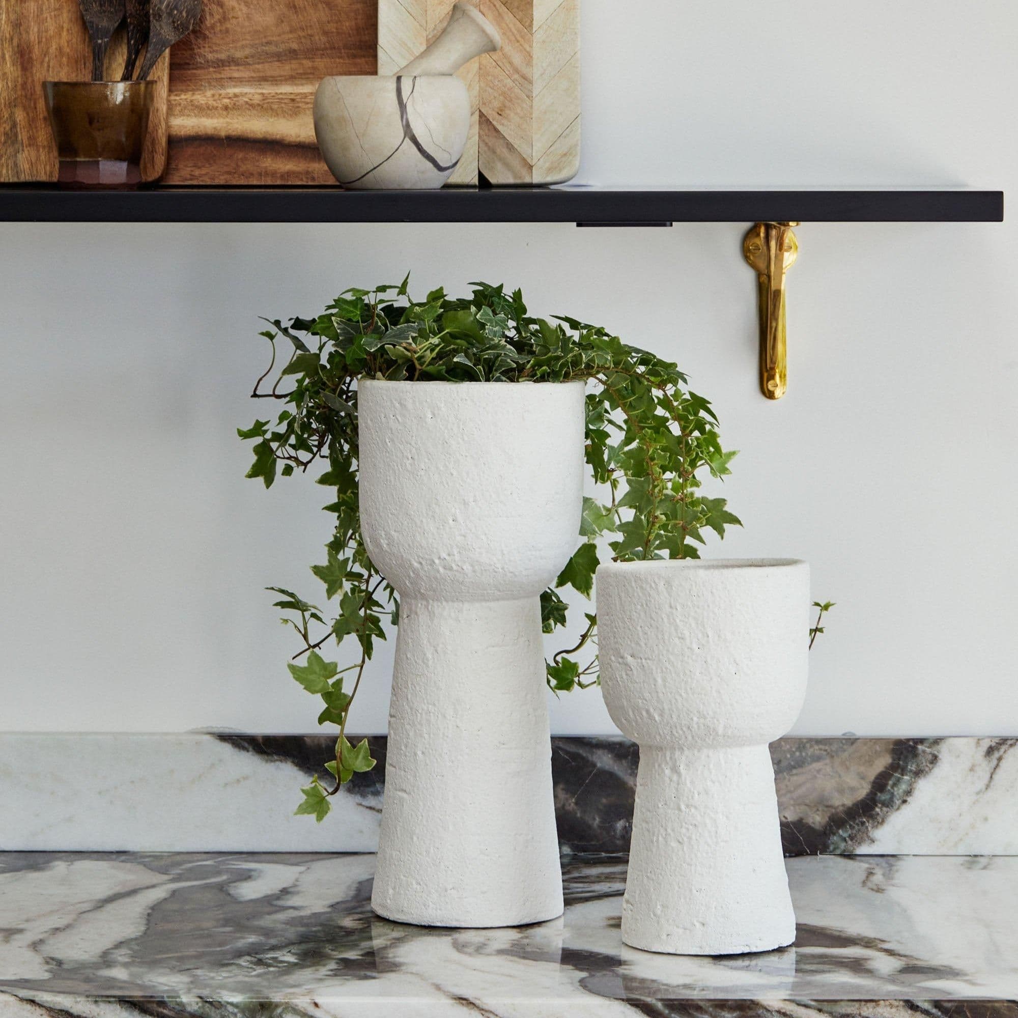 Nico Tall Planter Rustic White H26cm x D15cm