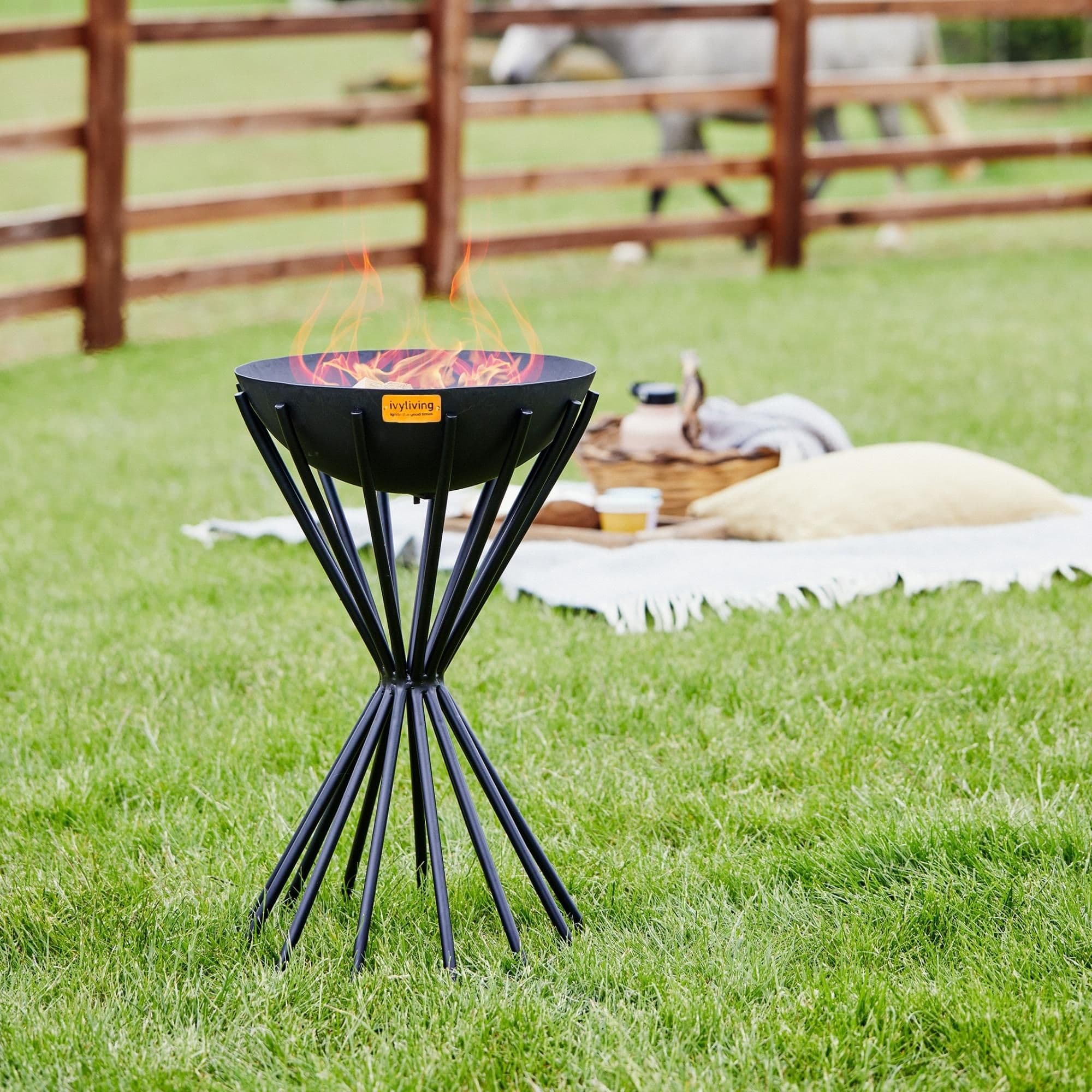 Outdoor Tall Metal Dak Fire Pit H65Cm W38Cm