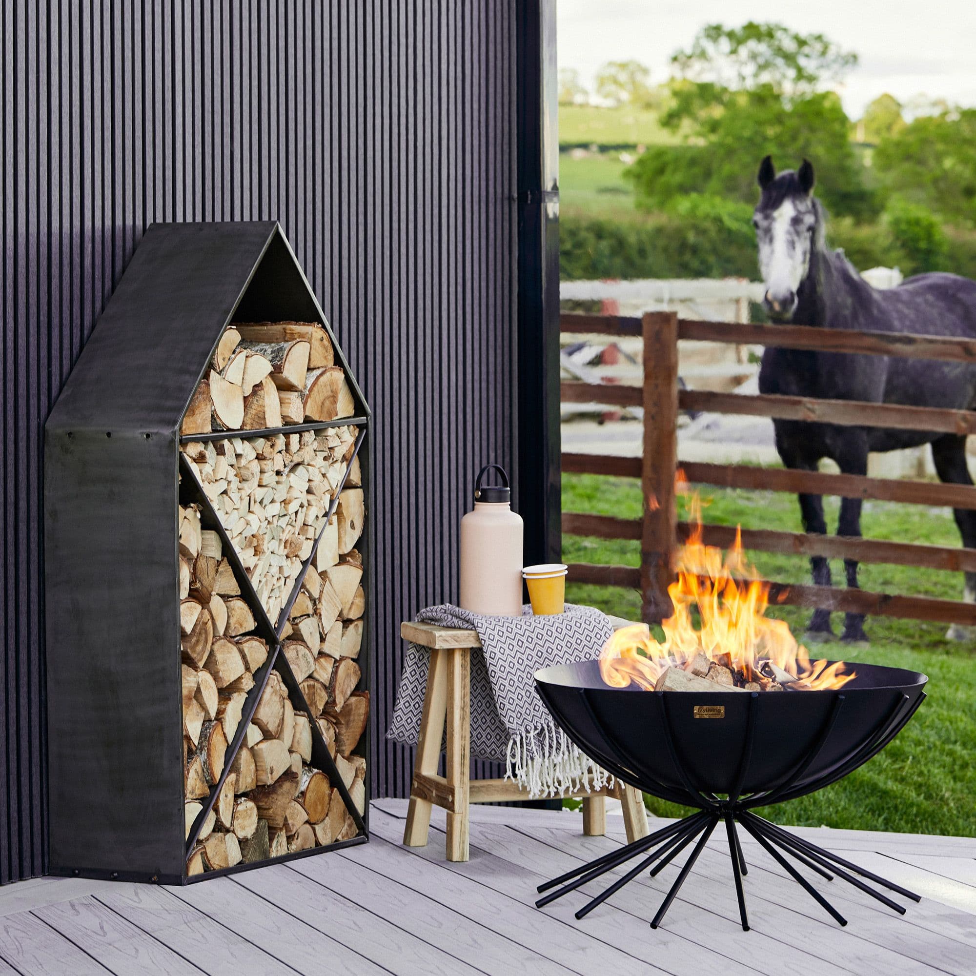 House Sculptural Log Storage Natural H125cm W70cm
