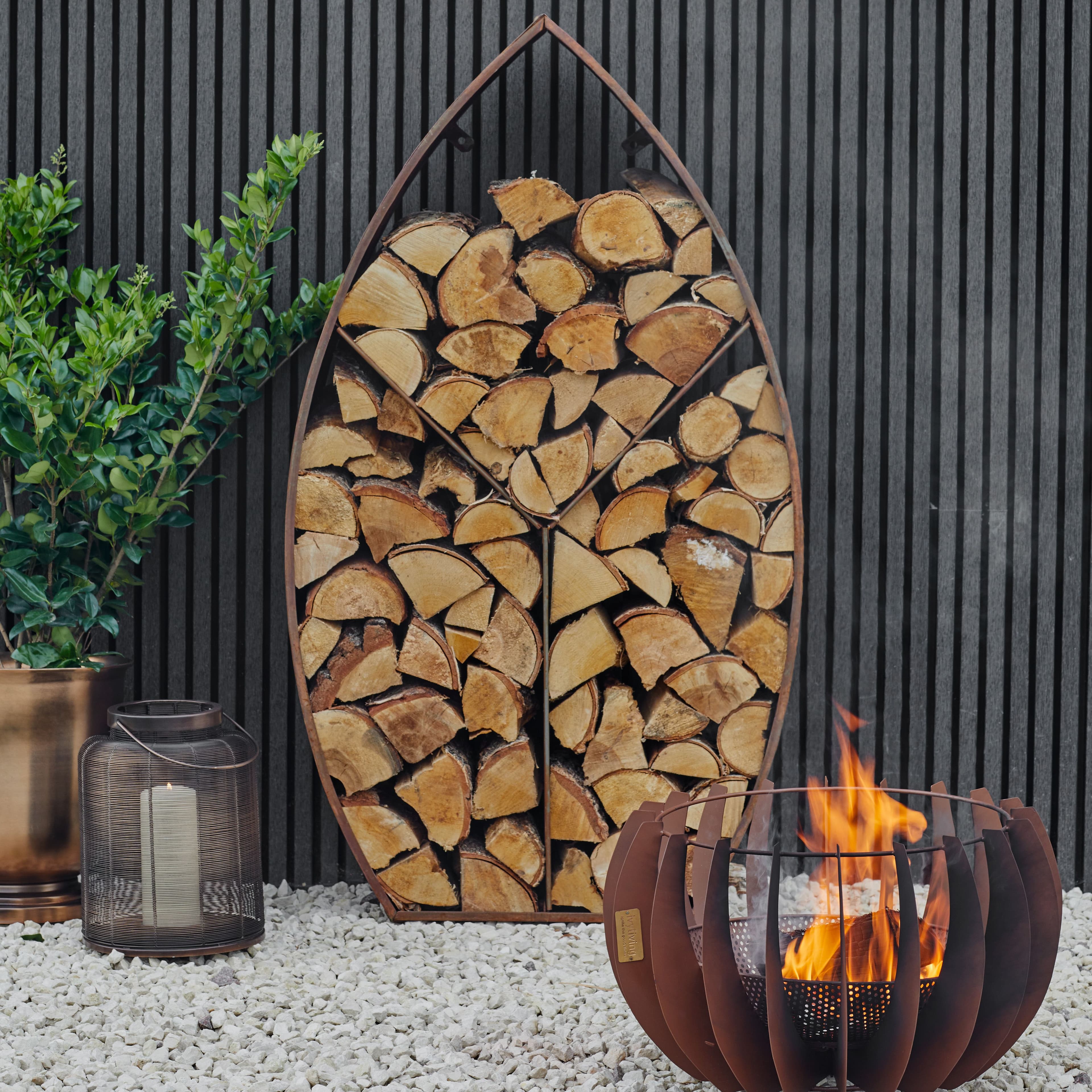 Leaf Arch Sculptural Log Storage Natural H125cm W71cm