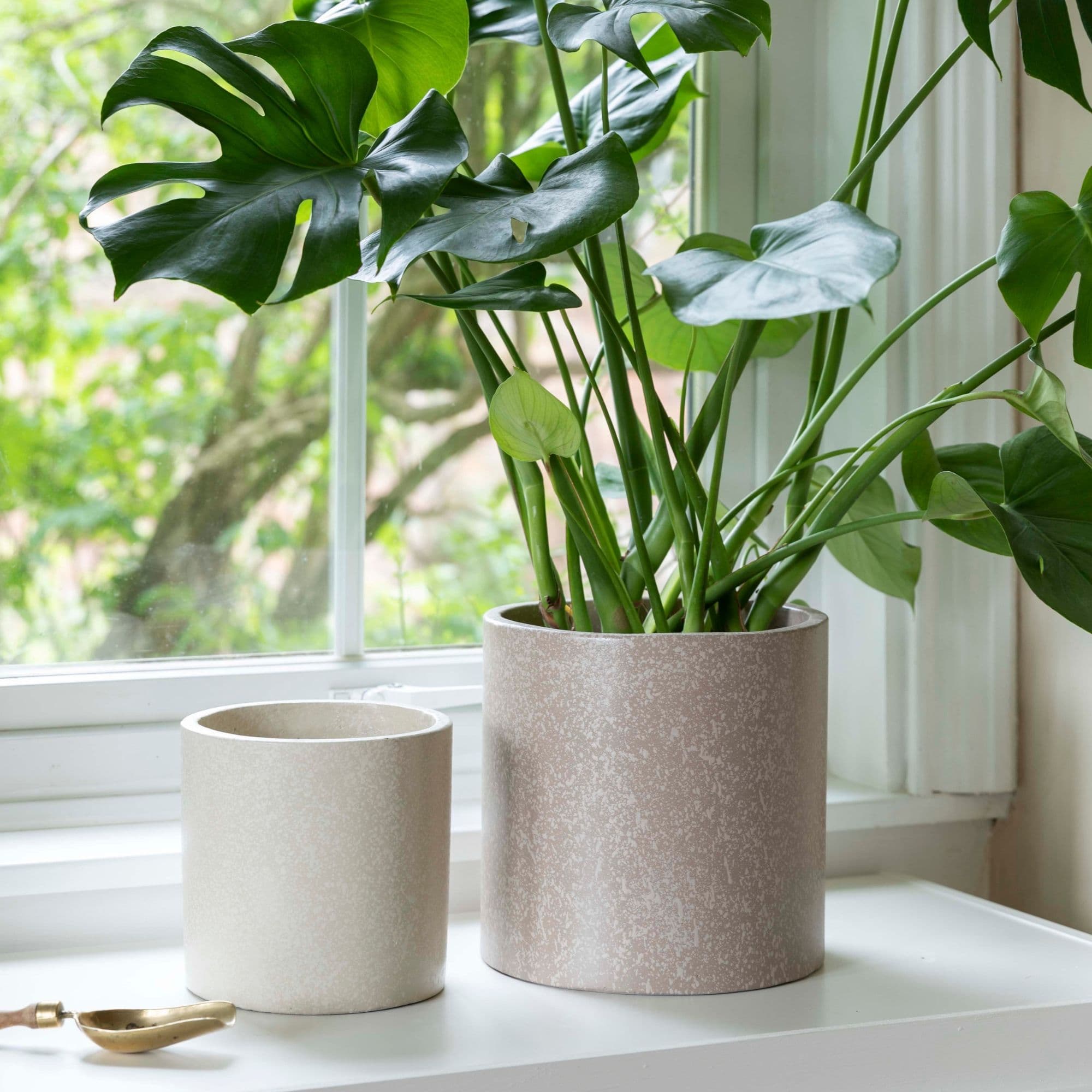 Valetta Caramel Terrazzo Planter Set 3 Premium Glaze