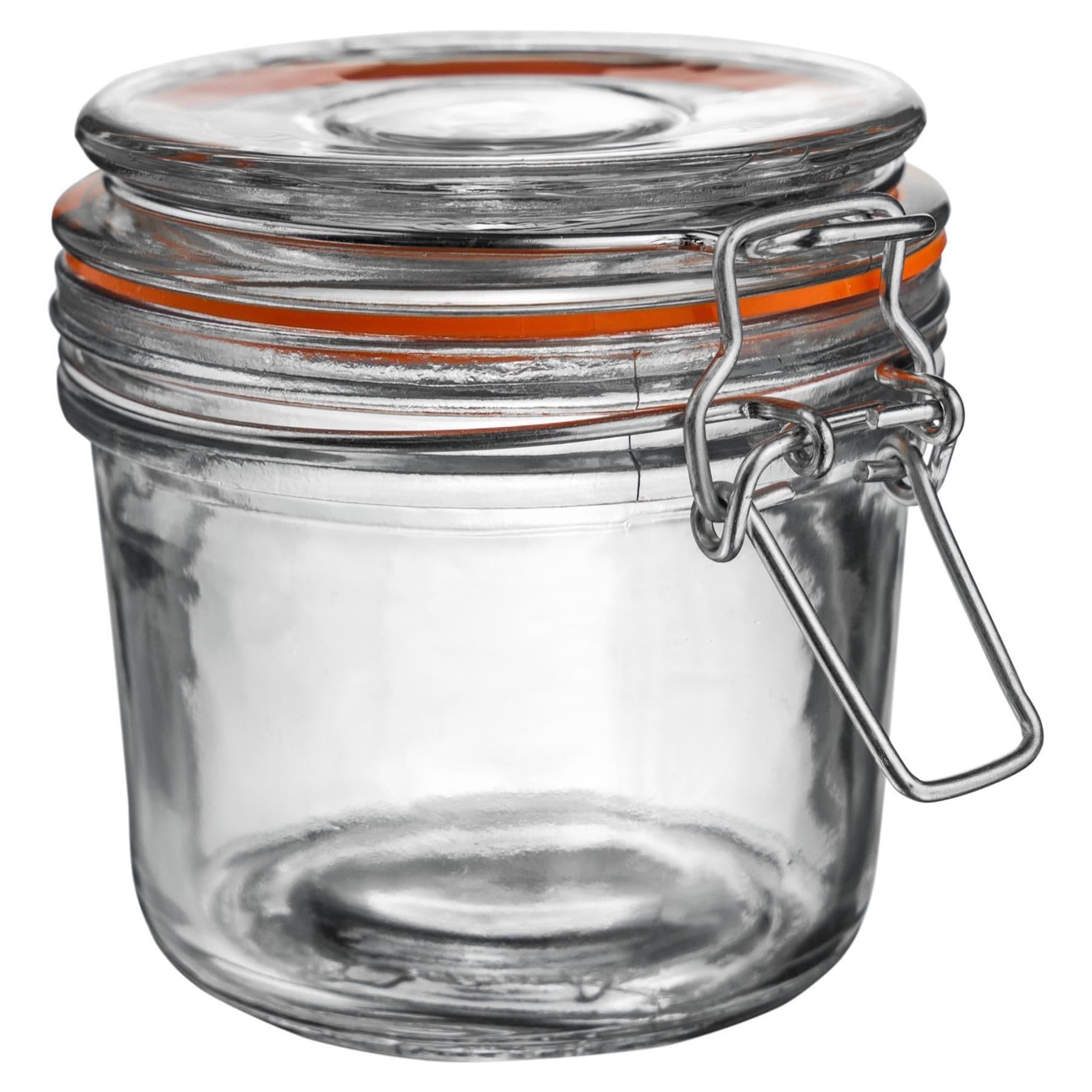 Glass Storage Jar 350ml Orange Seal