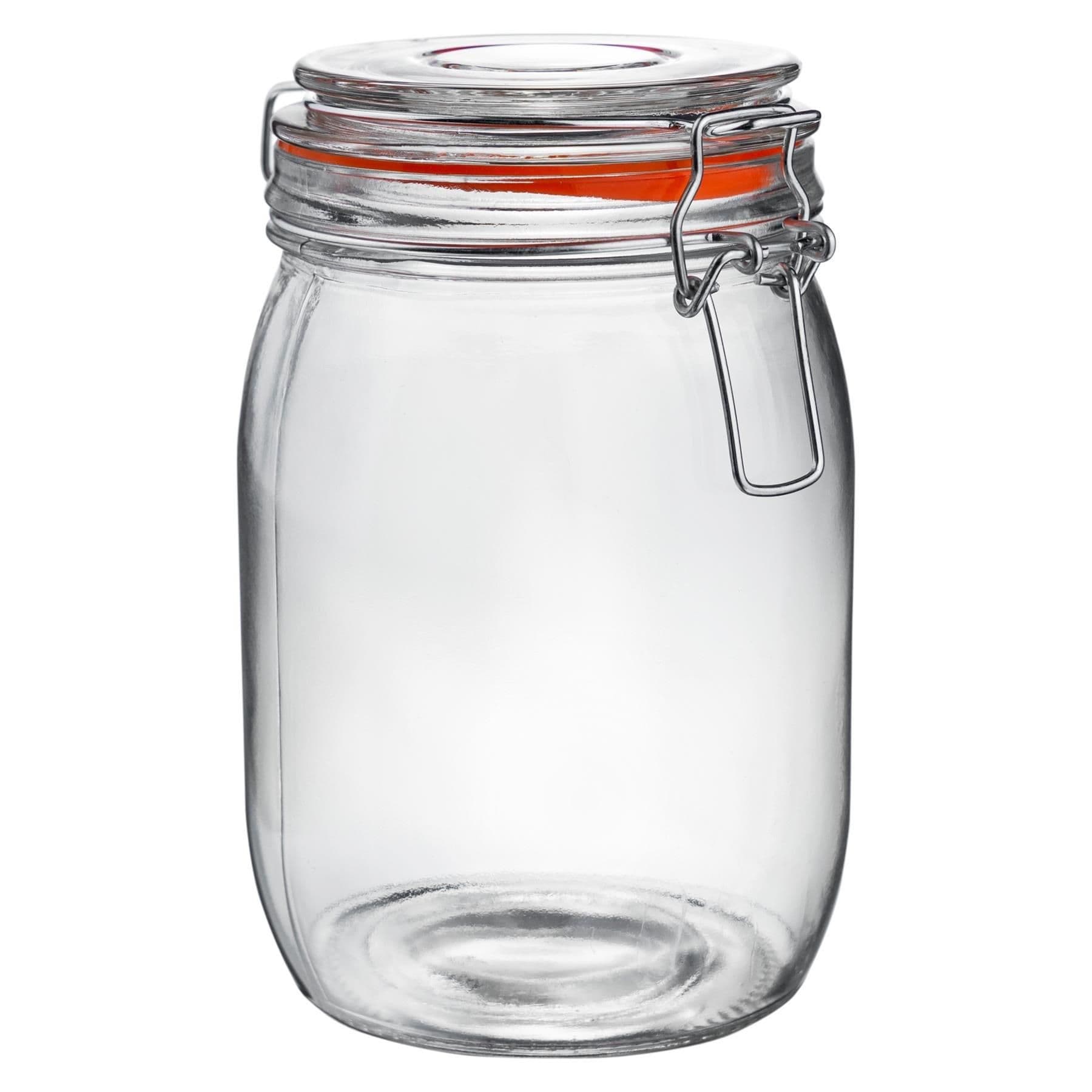 Glass Storage Jar 1 Litre Orange Seal