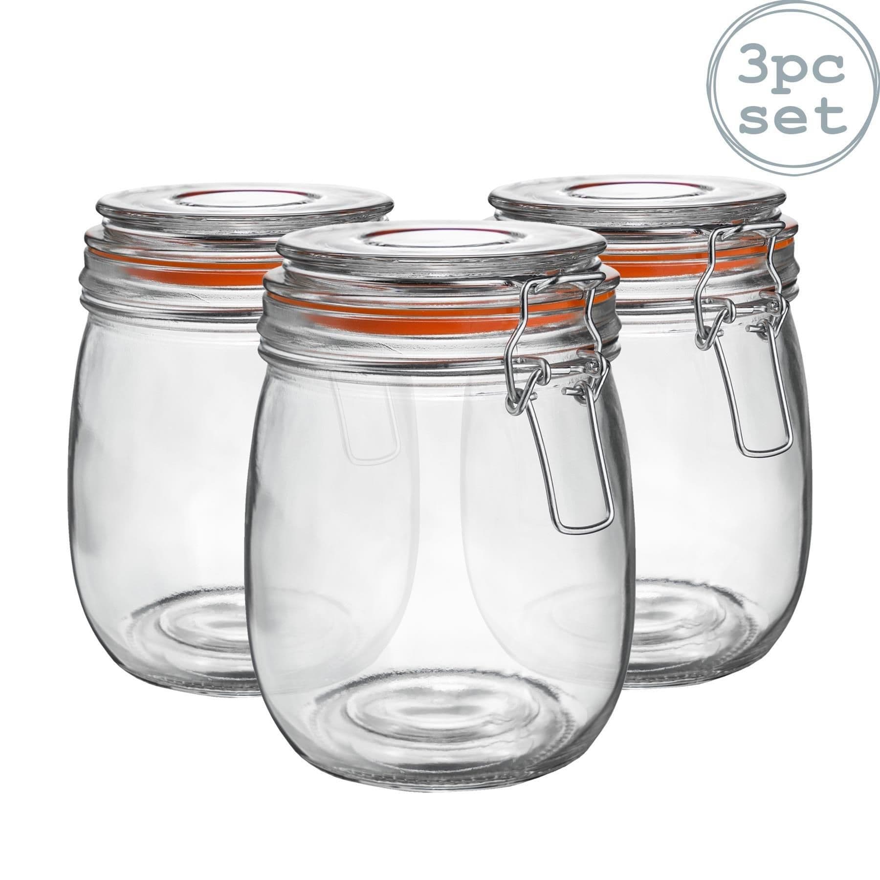 Glass Storage Jars 750ml Orange Seal Pack of 3