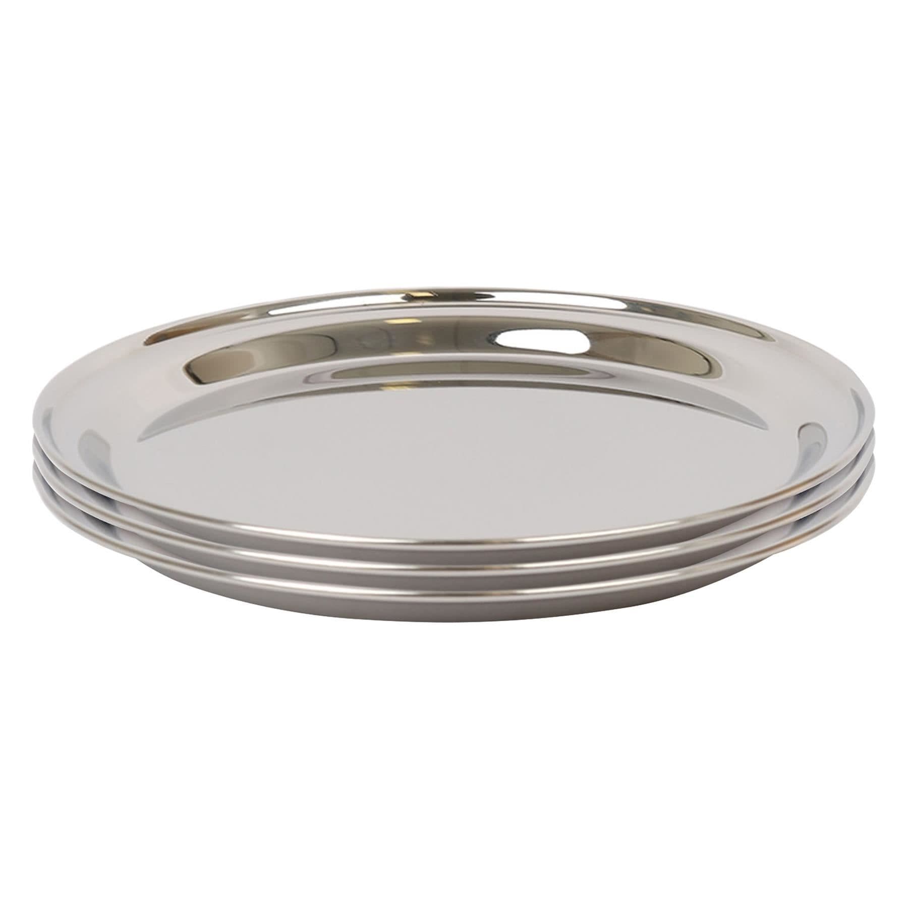 Round Stainless Steel Serving Trays - 35.5cm - Pack of 3
