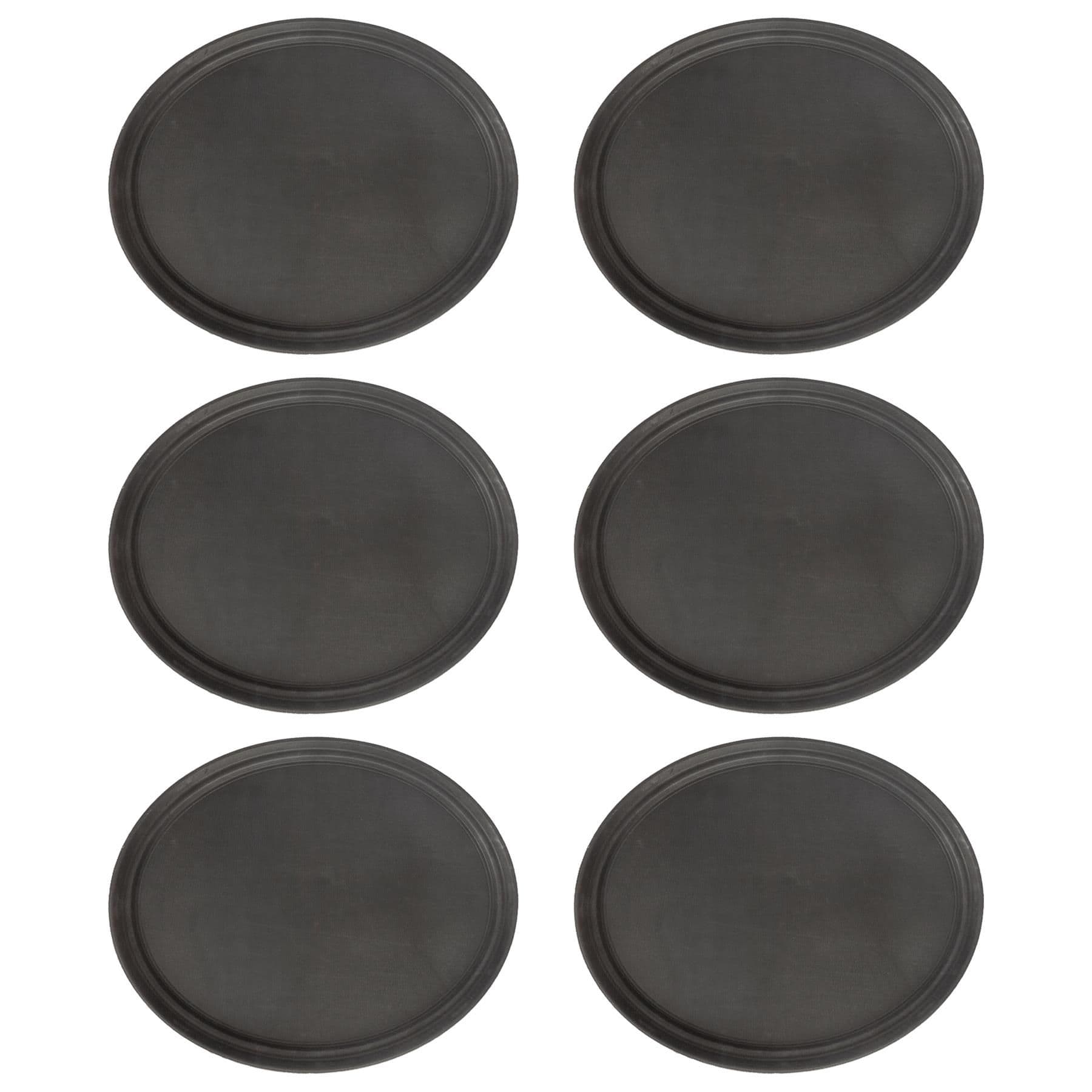 Oval Non-Slip Serving Trays - 79cm x 66cm - Black - Pack of 6