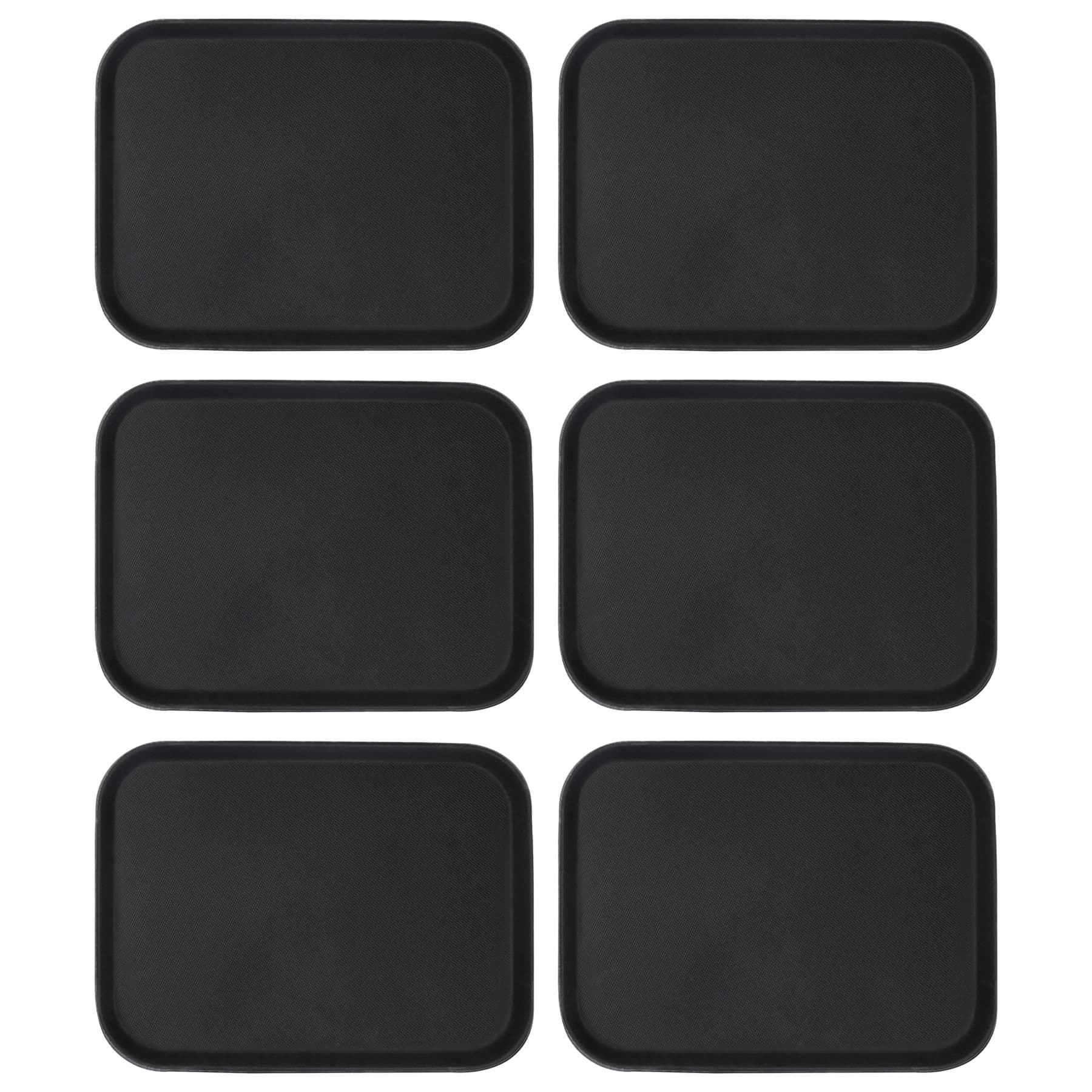 Rectangle Non-Slip Serving Trays - 51cm x 38cm - Black - Pack of 6