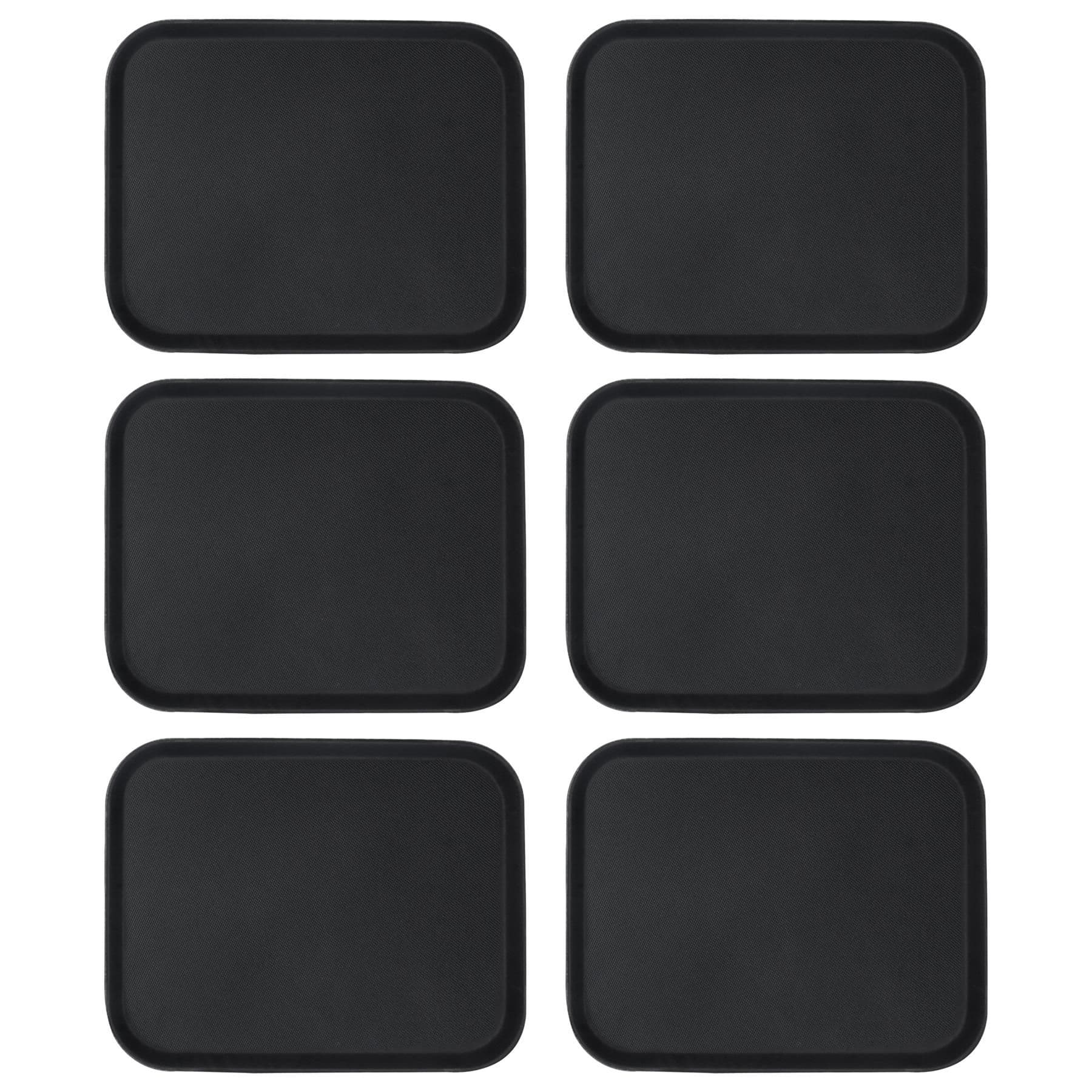 Rectangle Non-Slip Serving Trays - 45.5cm x 35.5cm - Black - Pack of 6