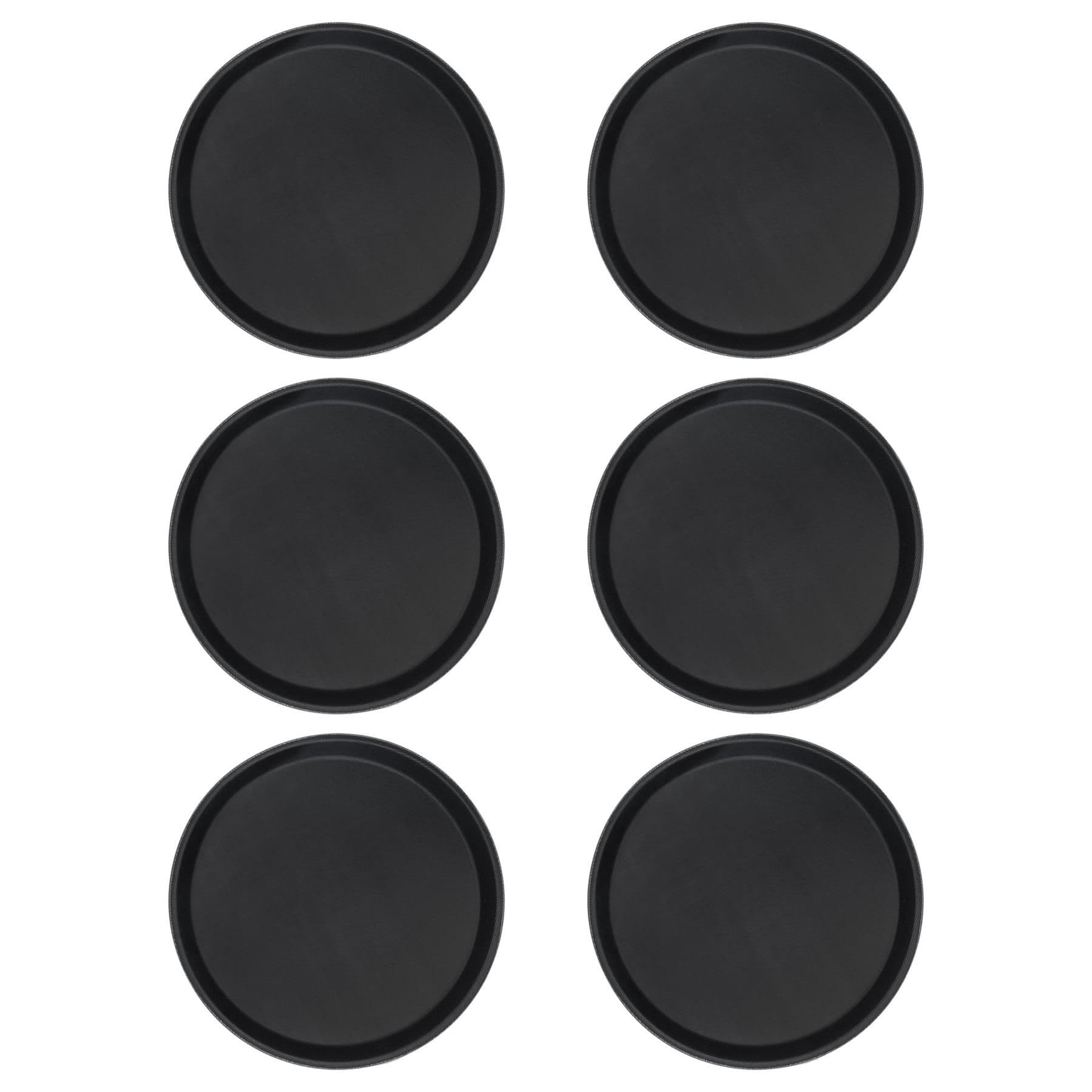 Round Non-Slip Serving Trays - 27.5m - Black - Pack of 6