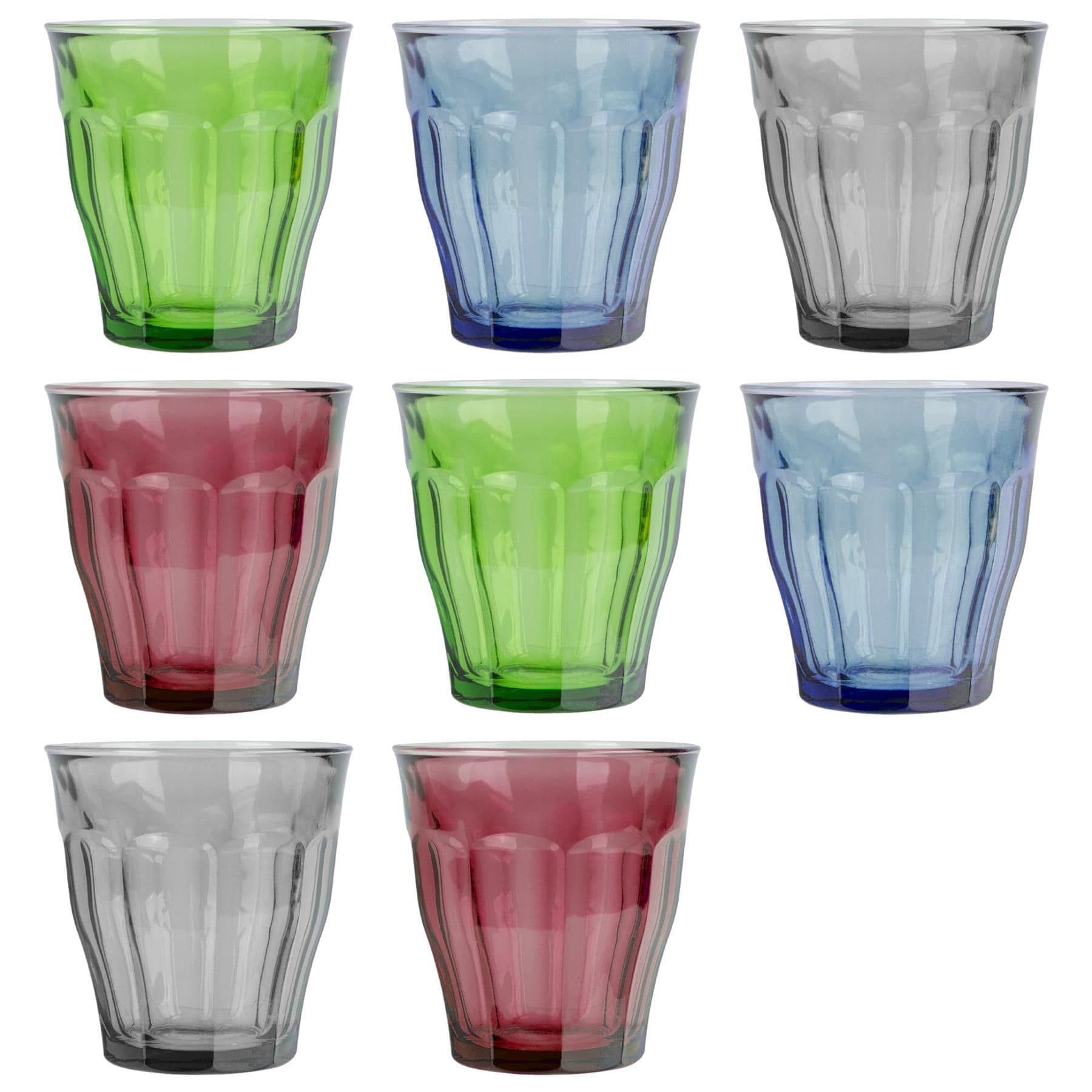 Picardie Glass Tumbler Set - 250ml - Multicolour - 8pc