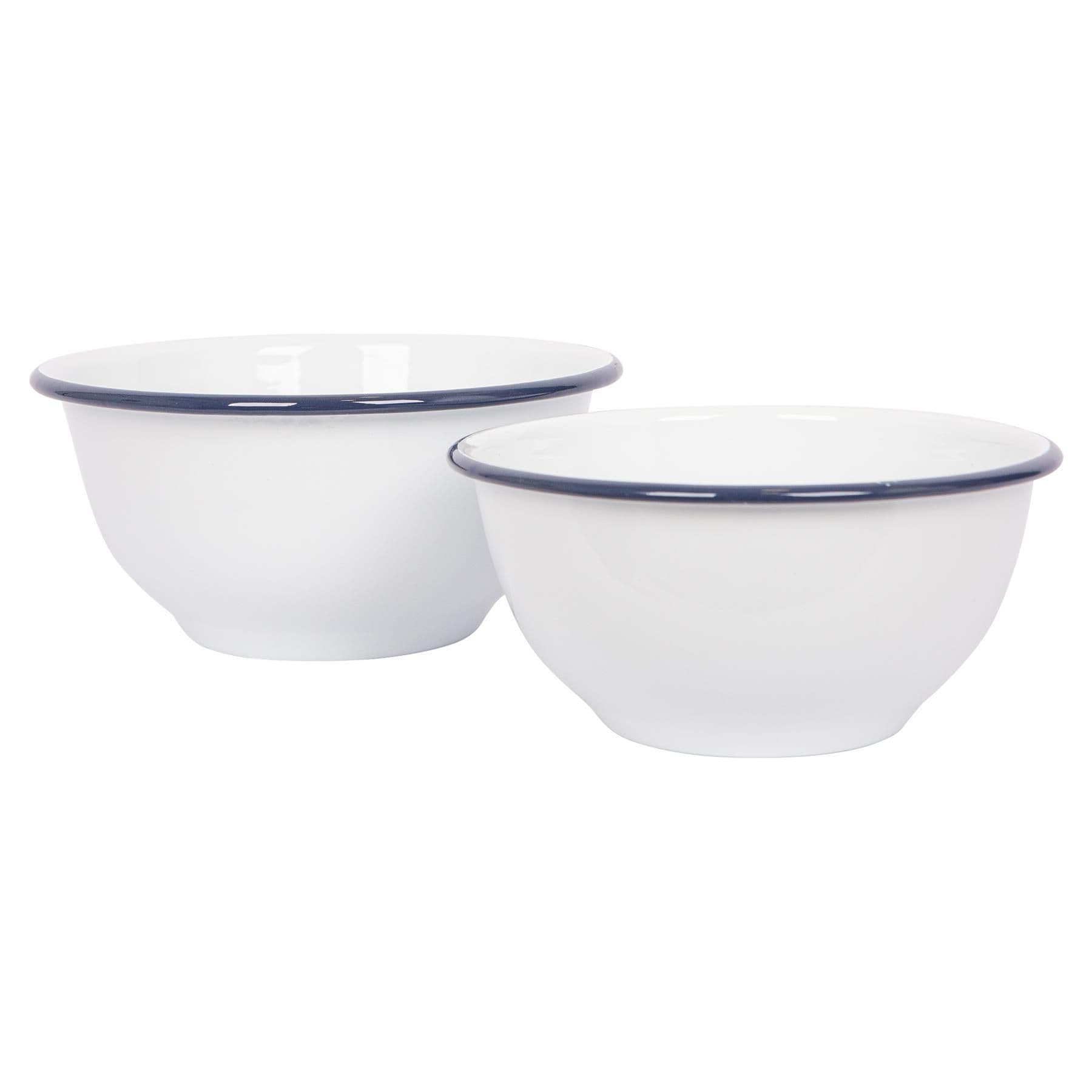 White Enamel Mixing Bowl Set - 2pc