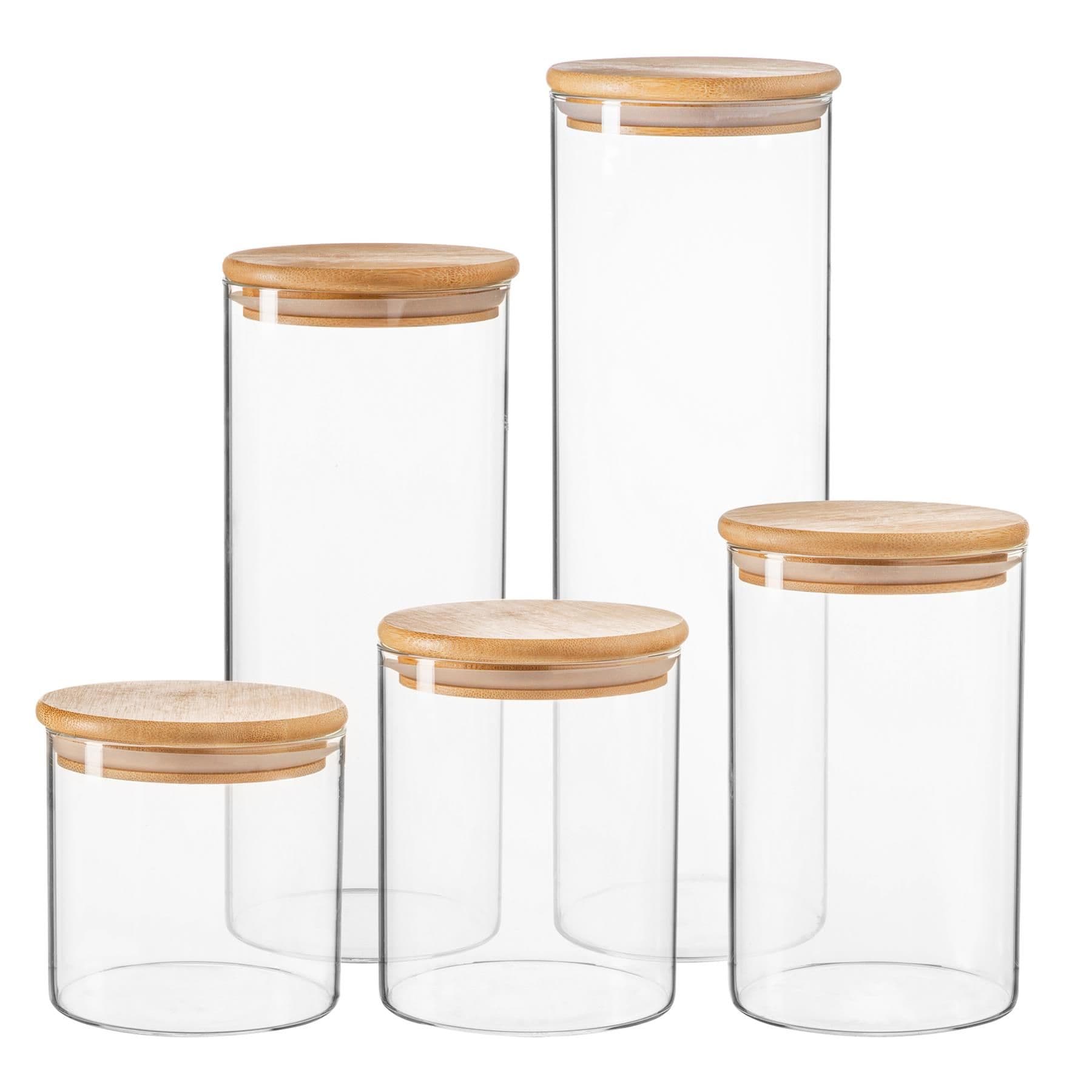 Argon Tableware 5pc Scandi Storage Jar Set with Wooden Lids
