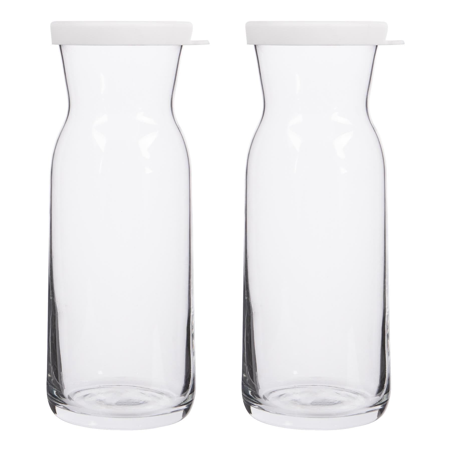 Fonte Glass Carafes - 700ml - White Lid - Pack of 2