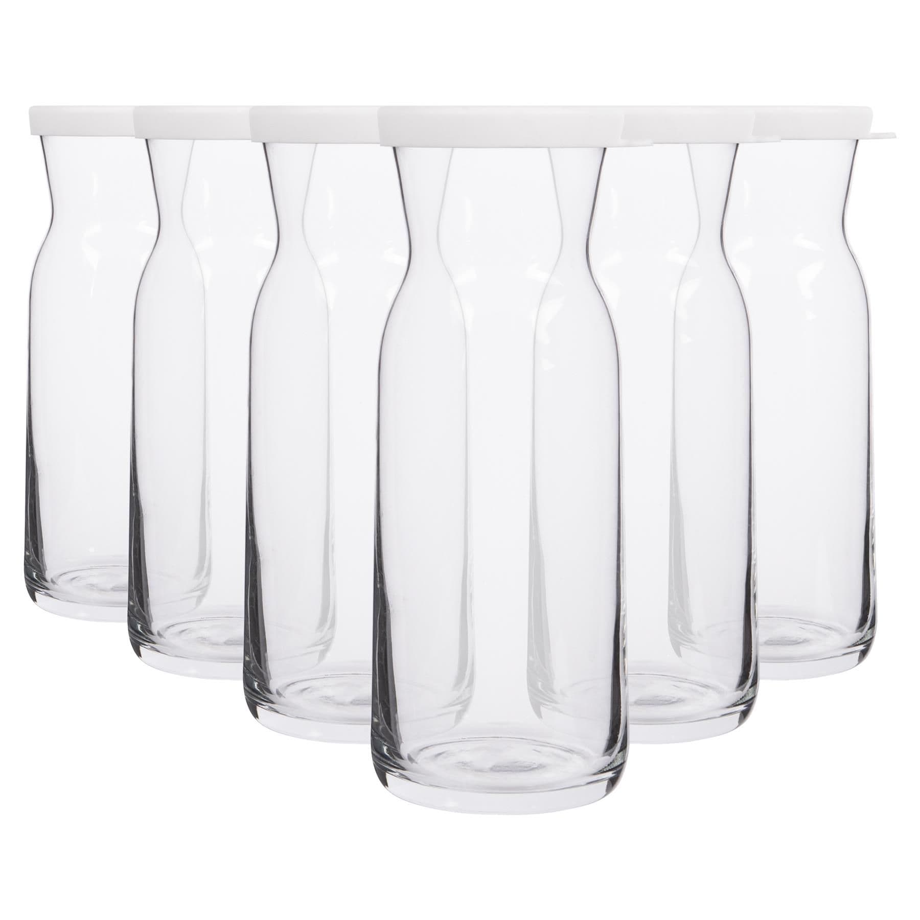 Fonte Glass Carafes - 700ml - White Lid - Pack of 6