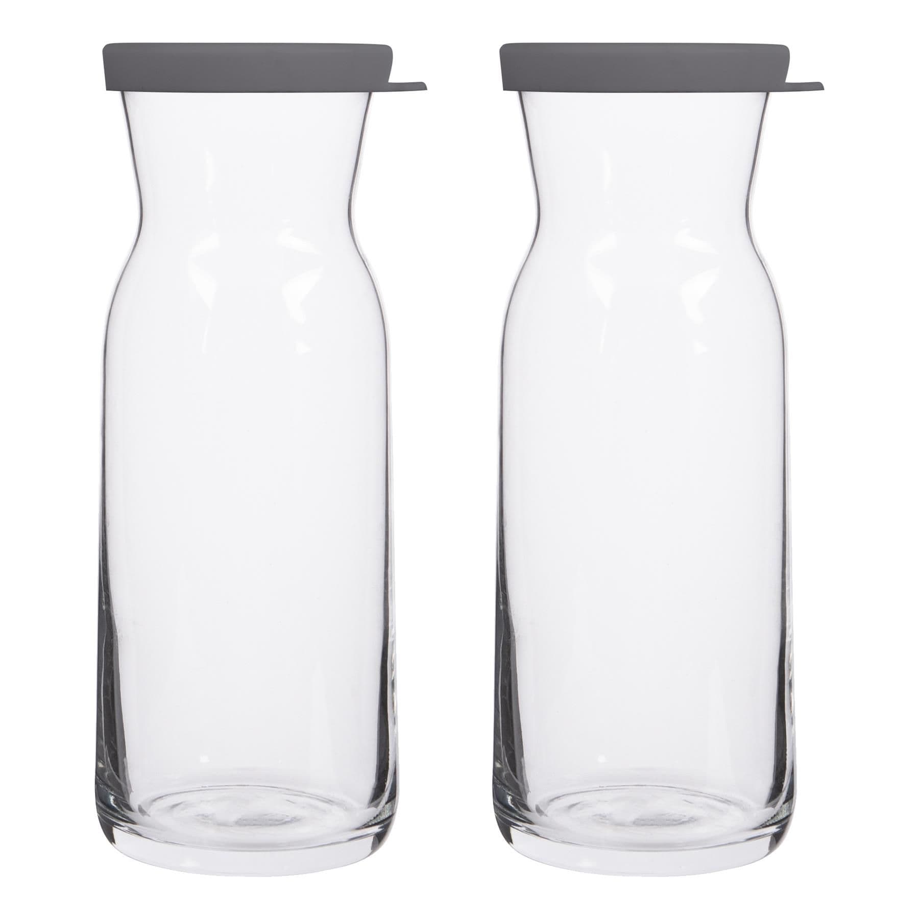Fonte Glass Carafes - 700ml - Grey Lid - Pack of 2