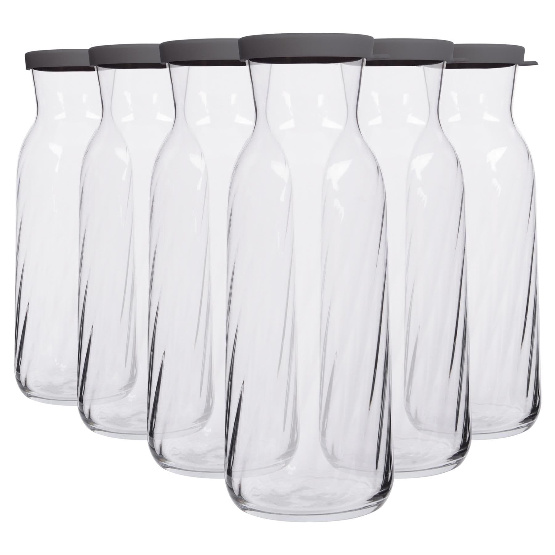Fonte Optic Glass Carafes - 1.2L - Grey Lid - Pack of 6