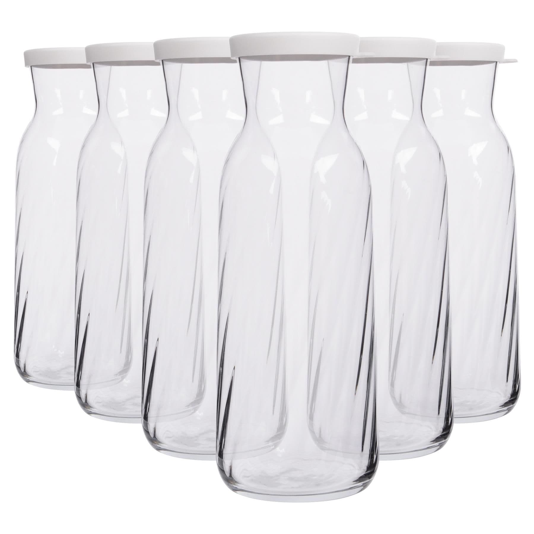 Fonte Optic Glass Carafes - 1.2L - White Lid - Pack of 6