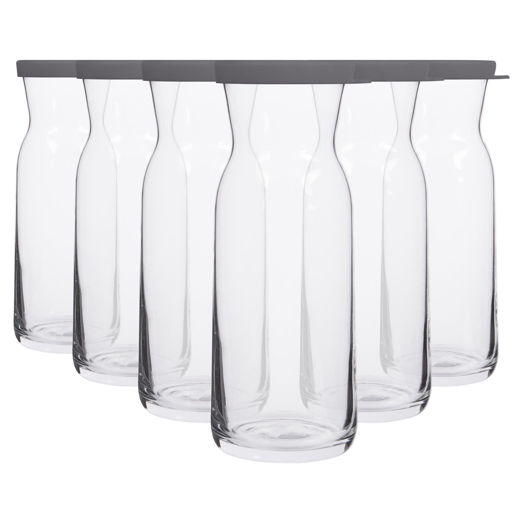 Fonte Glass Carafes - 700ml - Grey Lid - Pack of 6