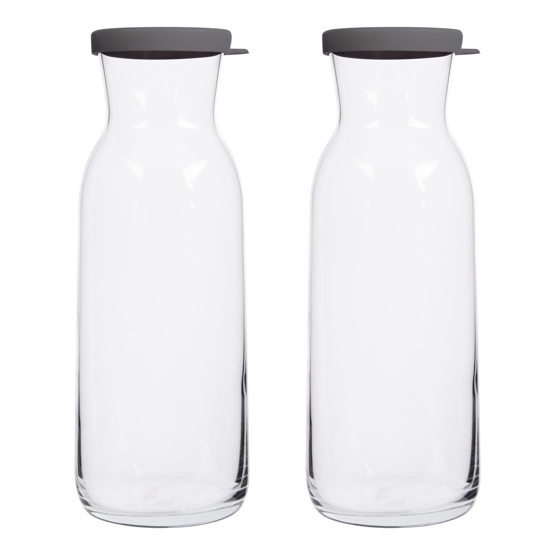 Fonte Glass Carafes - 1.2L - Grey Lid - Pack of 2