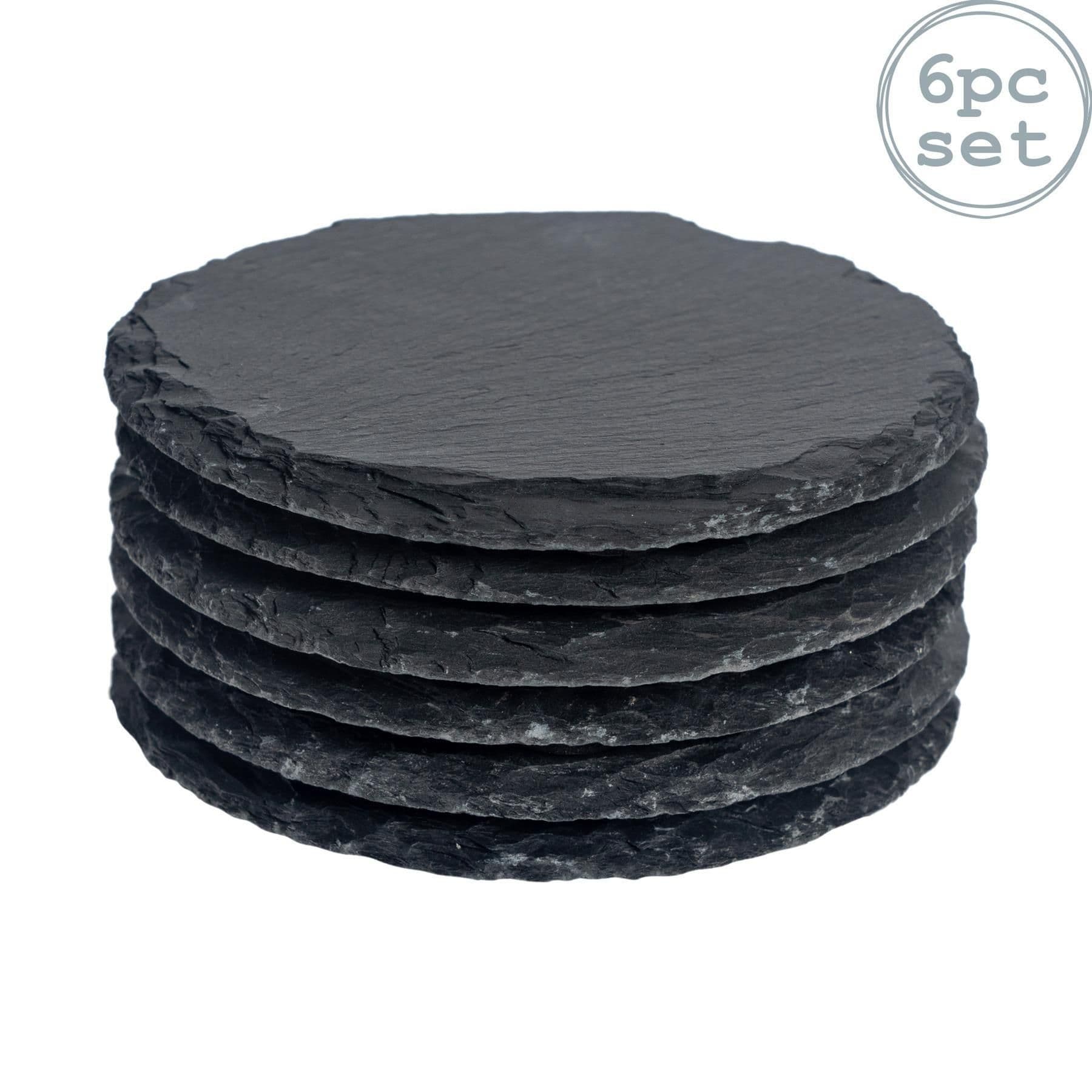 Round Slate Coasters 10cm Pack of 6