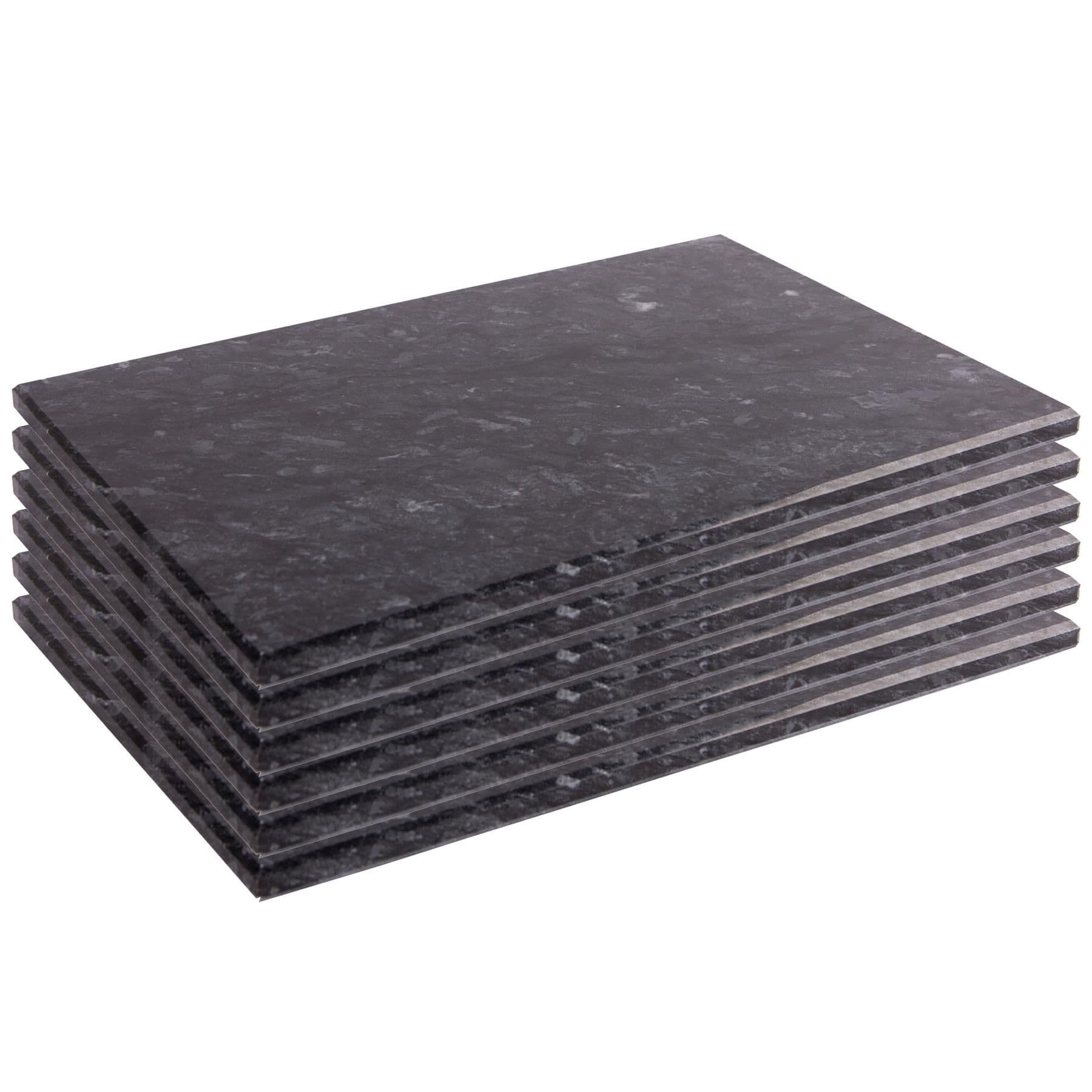 Marble Rectangle Placemats 30cm x 20cm Black Pack of 6