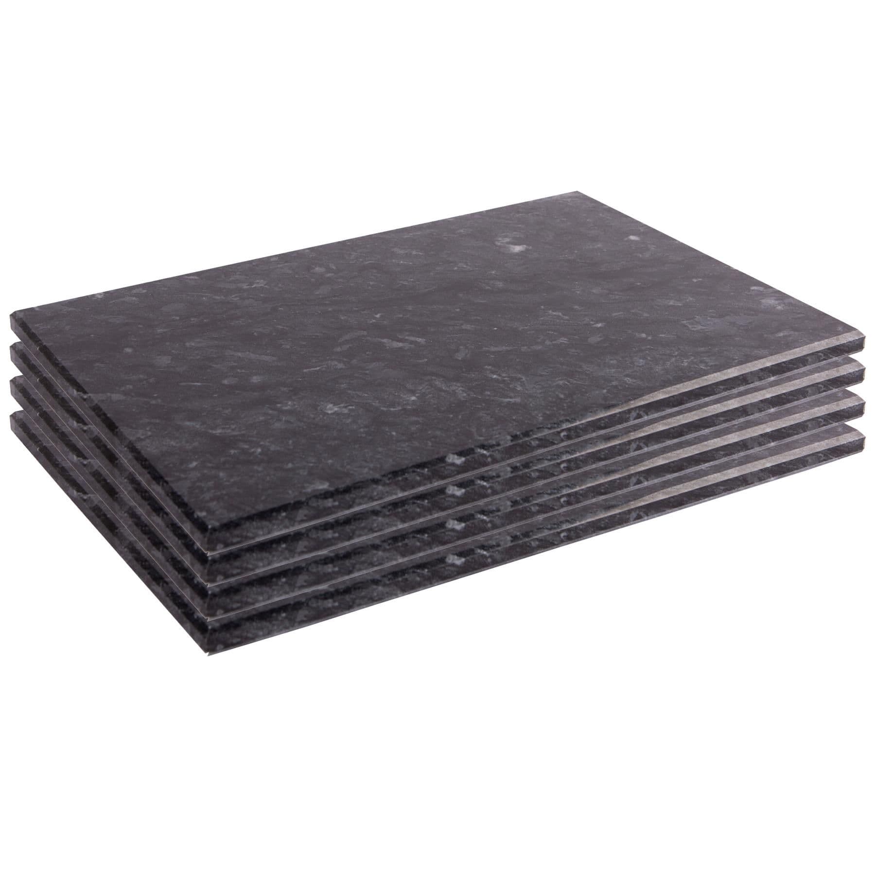 Marble Rectangle Placemats 30cm x 20cm Black Pack of 4