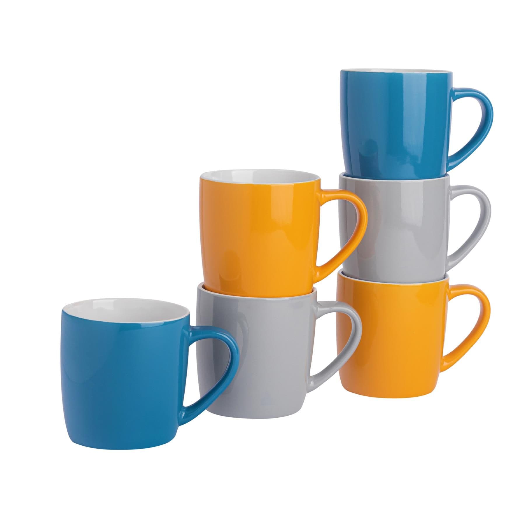 Coloured Coffee Mugs - 350ml - Yorkshire - Pack of 6