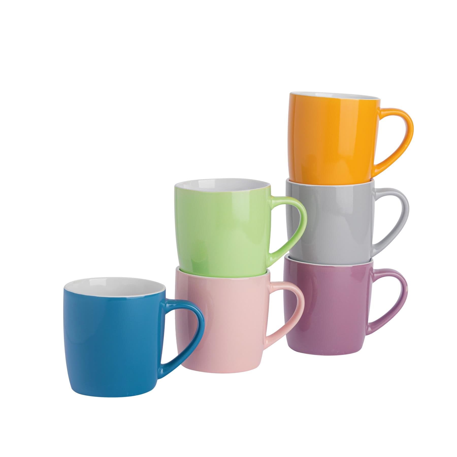 Coloured Coffee Mugs - 350ml - Summer Meadow - Pack of 6