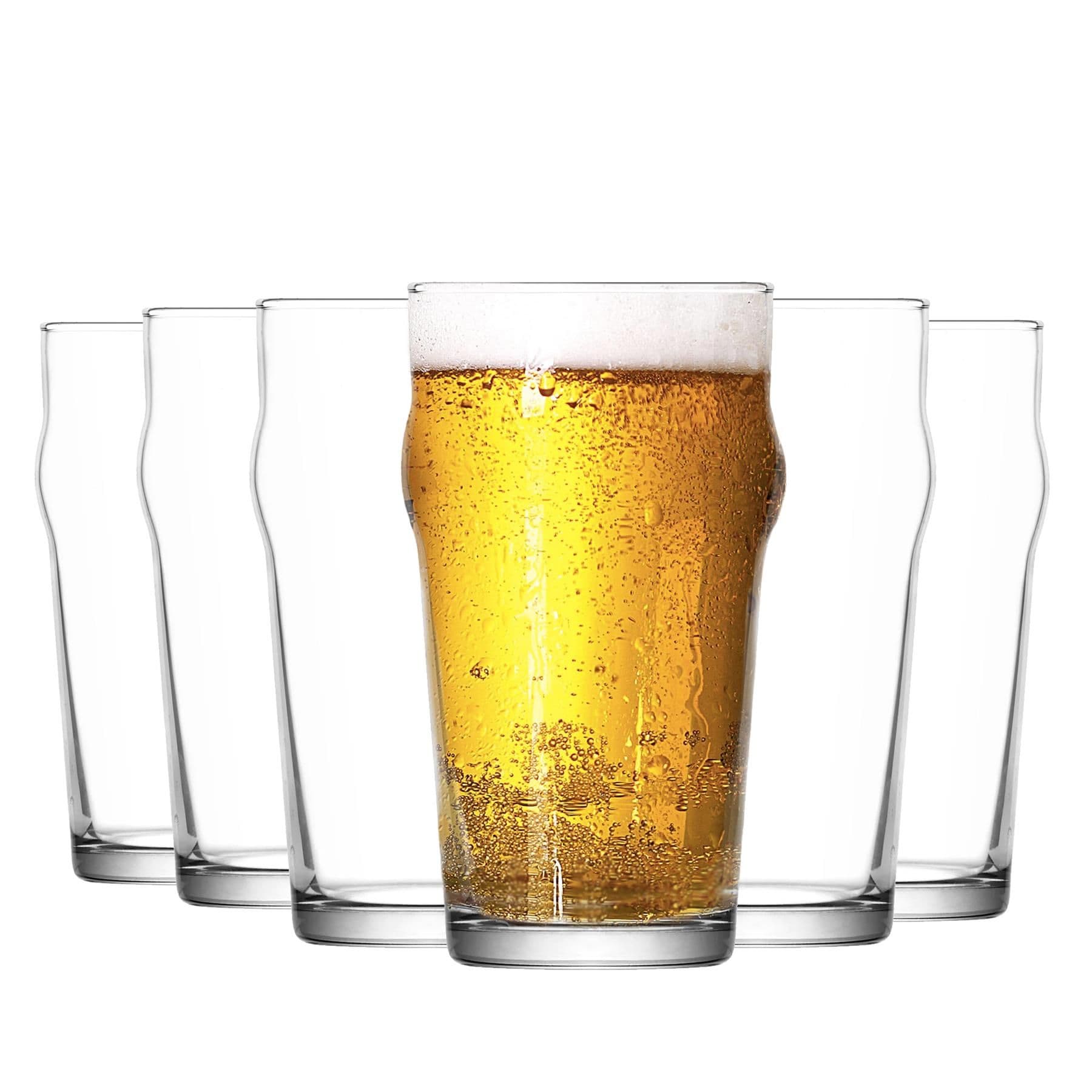 Noniq Pint Beer Glasses - 570ml - Clear - Pack of 6