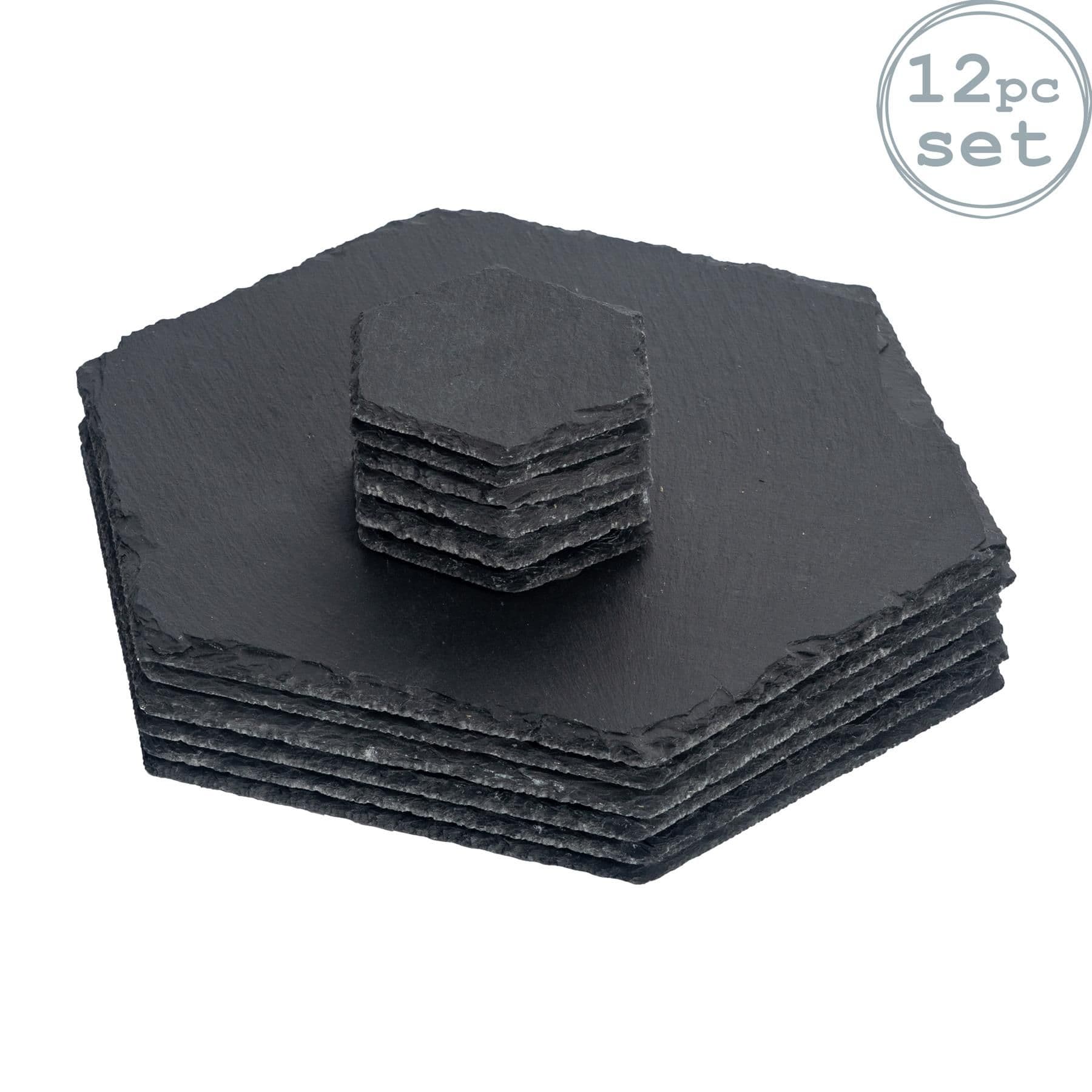 12 Piece Hexagon Slate Placemats & Coasters Set
