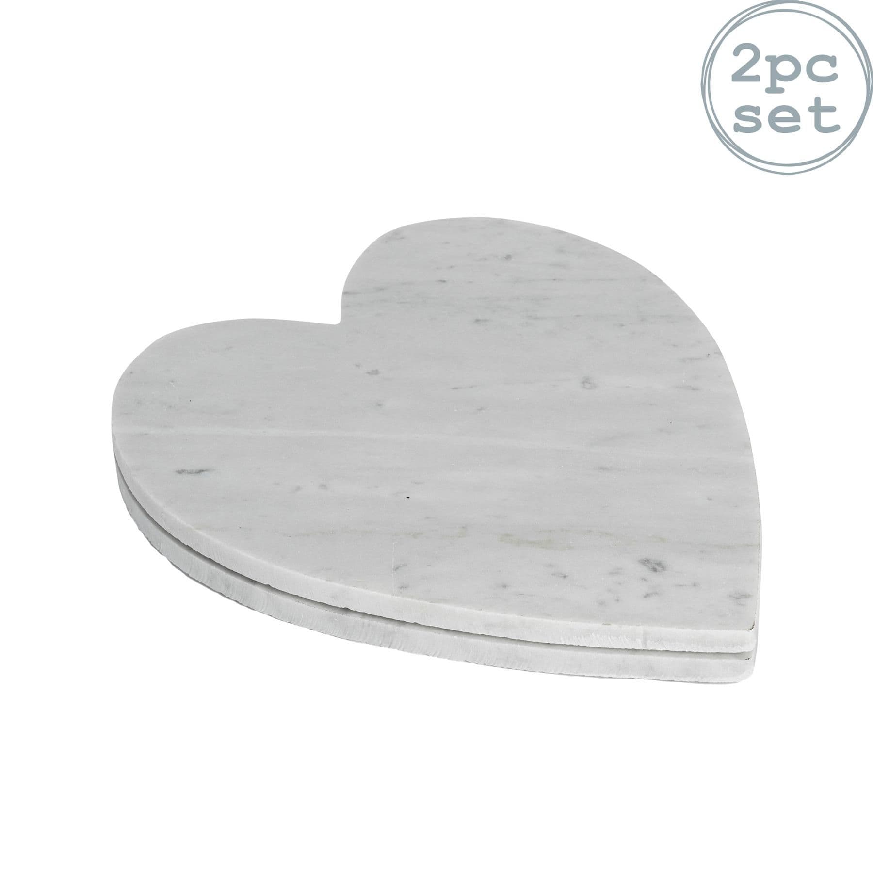 Heart Marble Serving Platters 23 x 27cm Pack of 2