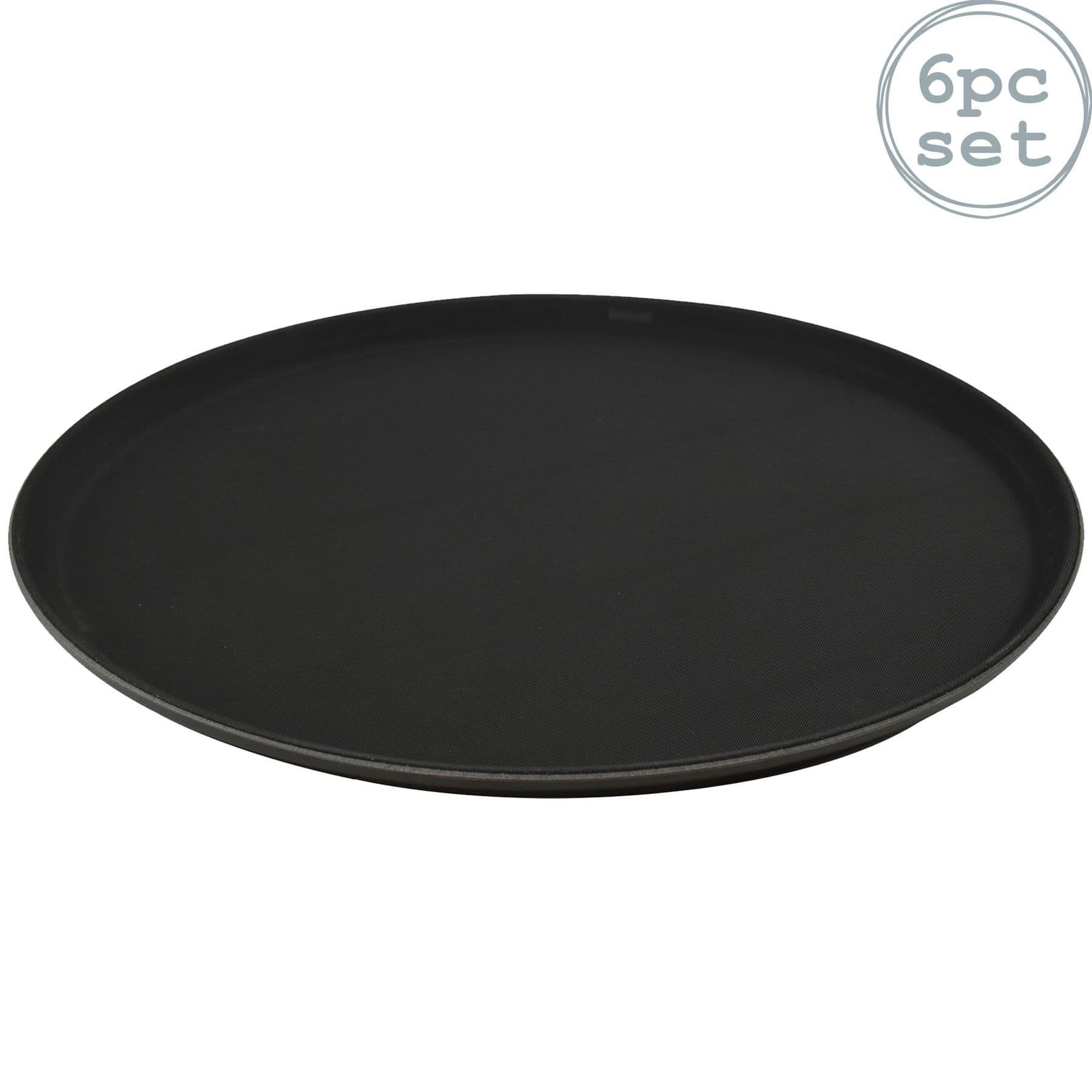 Round Non-Slip Serving Trays 40cm Black Pack of 6