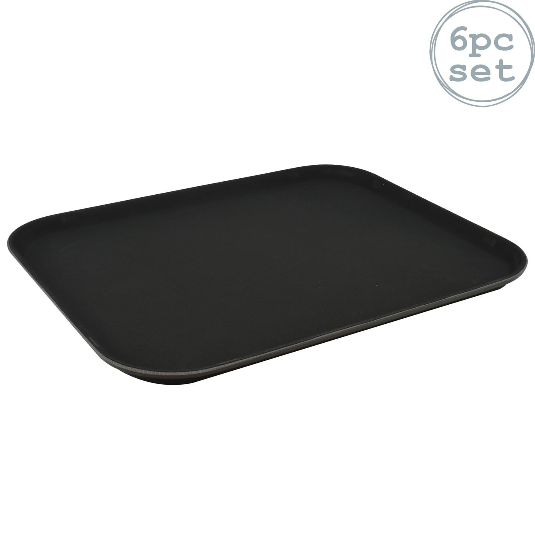Rectangular Non-Slip Serving Trays 45 x 35cm Black Pack of 6