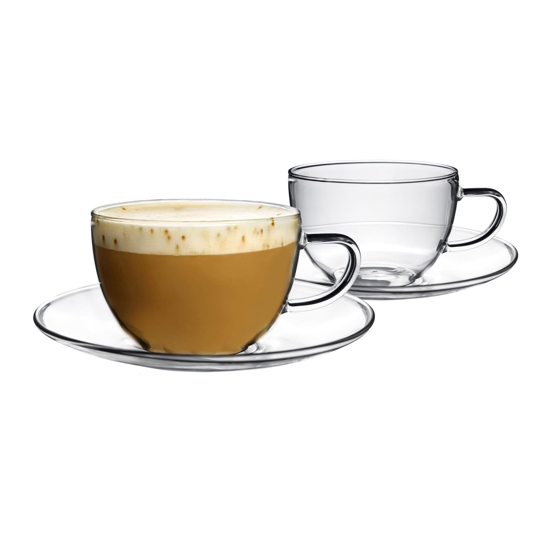 Glass Cappuccino Cup & Saucer Set - 260ml - 4 Piece
