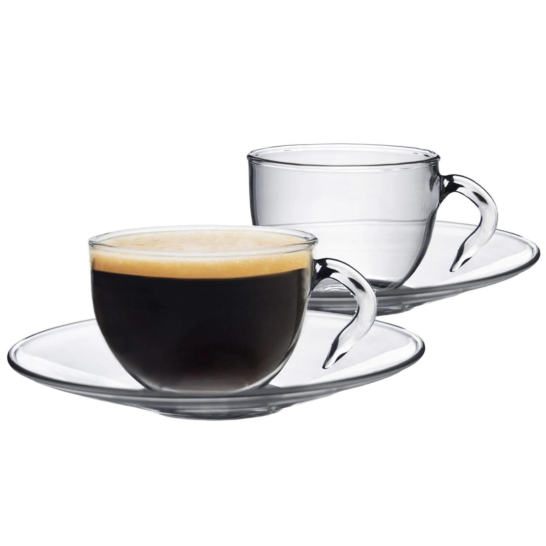 Glass Espresso Cup & Saucer Set - 60ml - 12 Piece