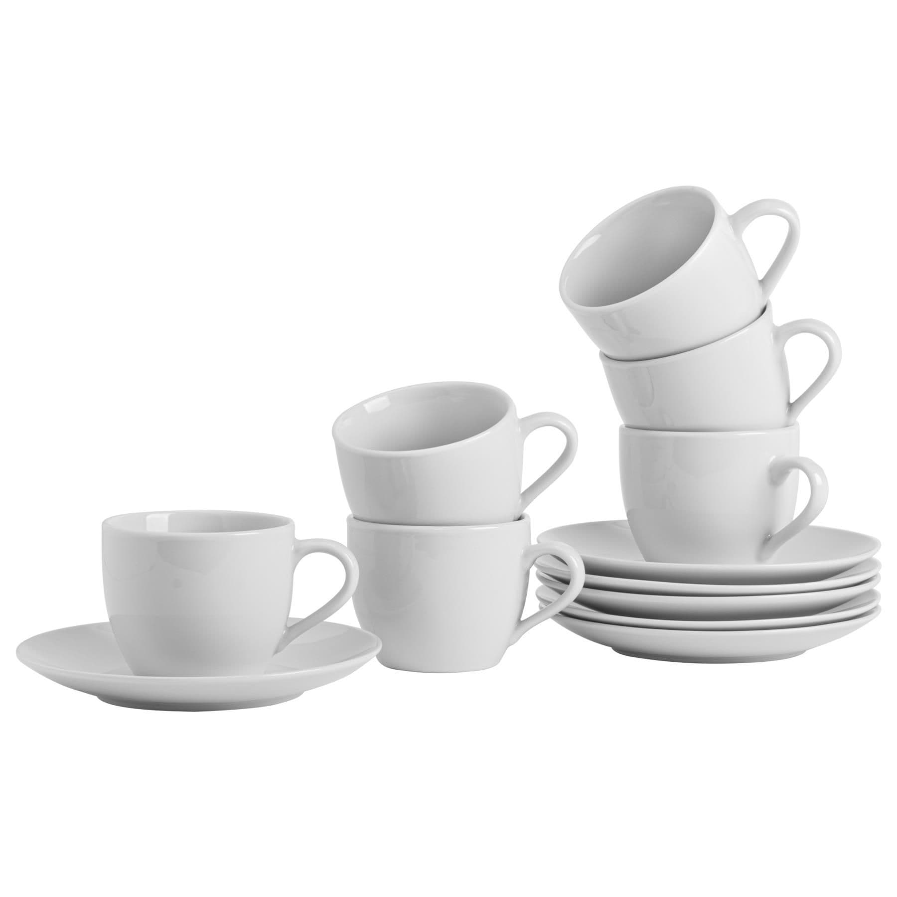 Classic White Teacup & Saucer Set - 200ml - 12 Piece
