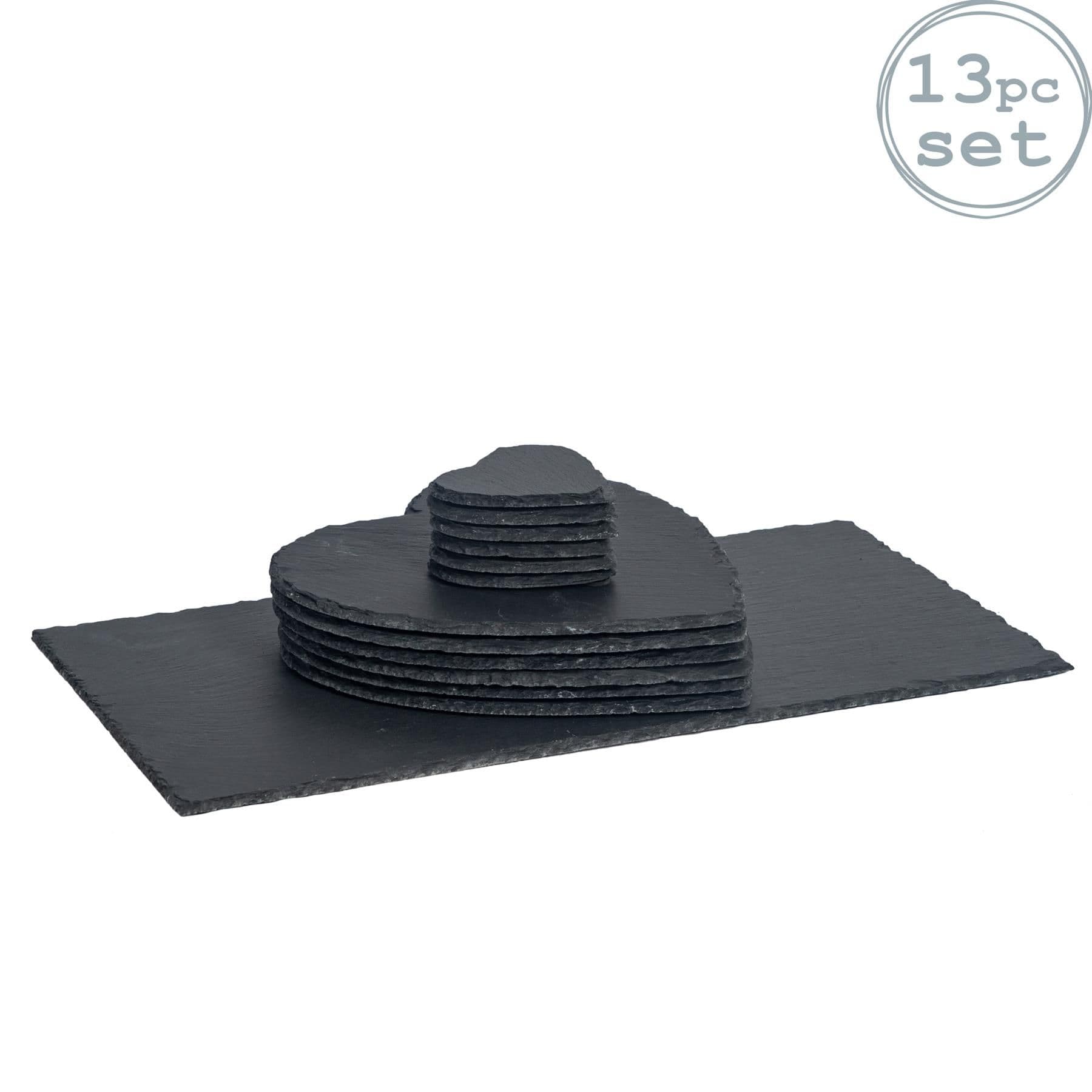 13 Piece Heart Slate Placemats & Coasters Set